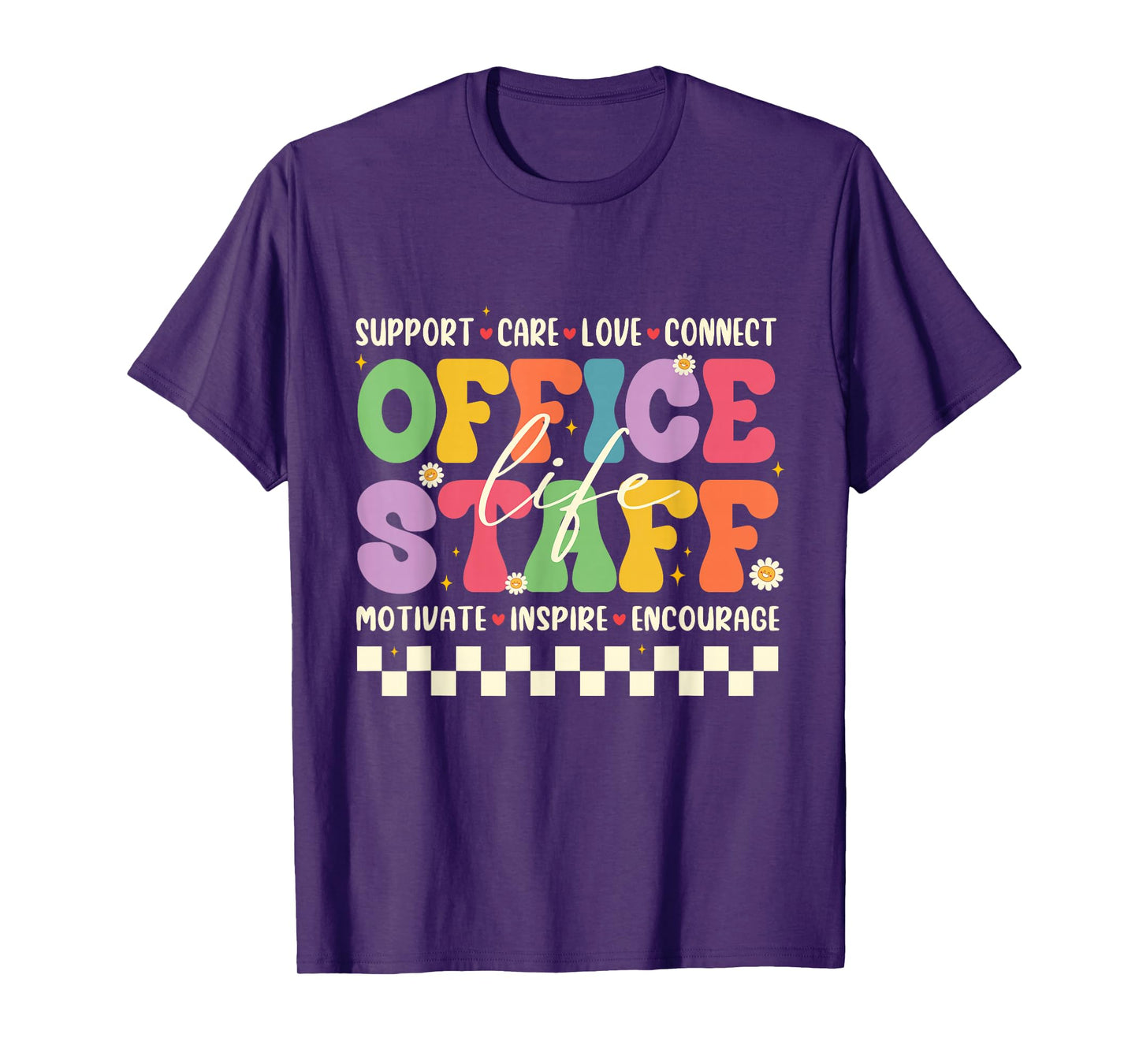 Retro Groovy Office Staff Life Flowers Back To School T-Shirt