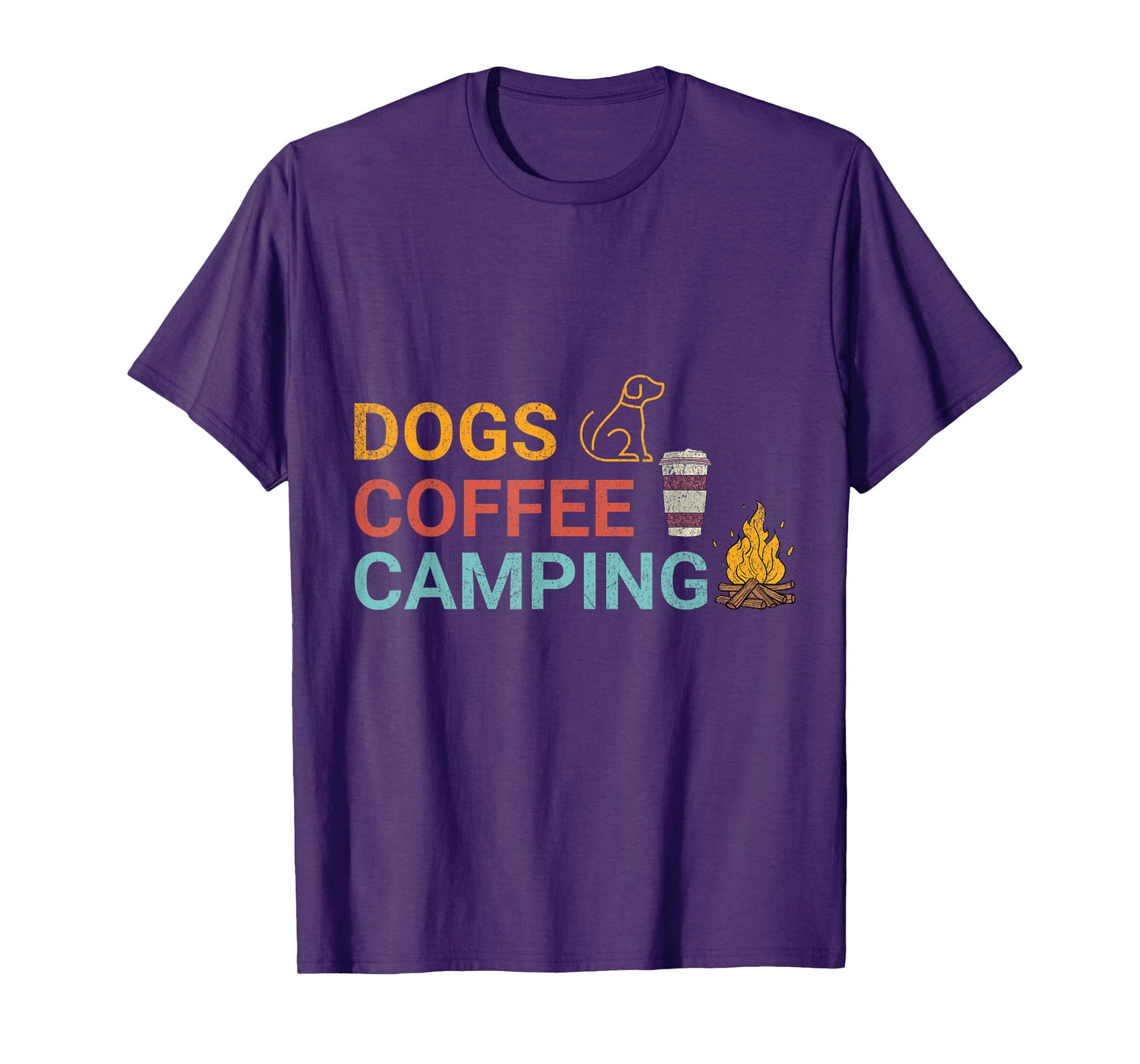 Dogs Coffee Camping Lovers Outdoors Adventure Fun T-Shirt