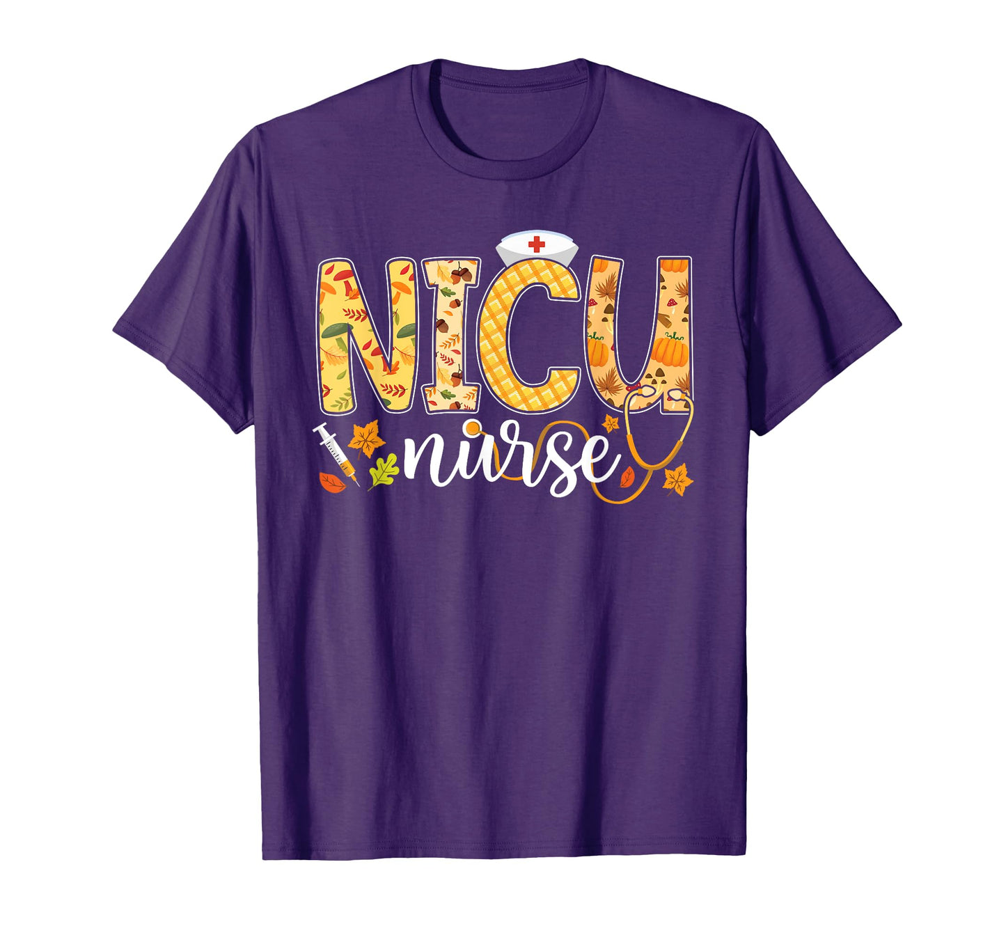 NICU Nurse Fall Yall Autumn Pumpkin Thanksgiving Stethoscope T-Shirt