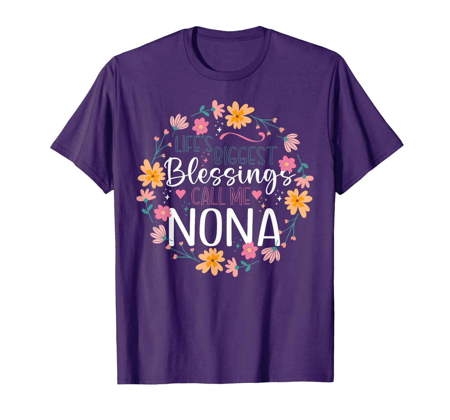 Life’s Biggest Blessings Call Me Nona Floral Design T-Shirt