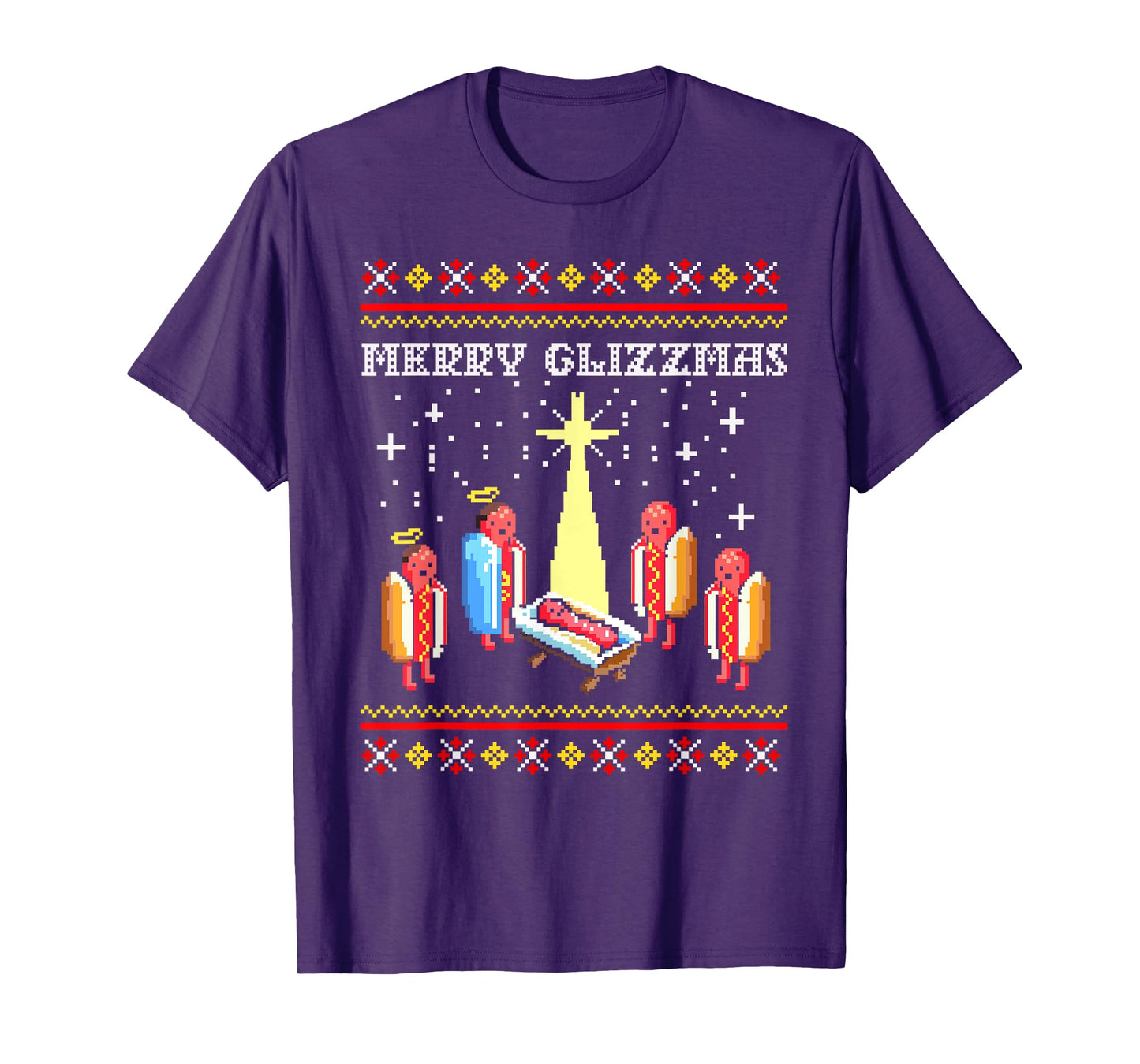 Funny Merry Glizzmas Hot Dogs Family Group Ugly Christmas T-Shirt