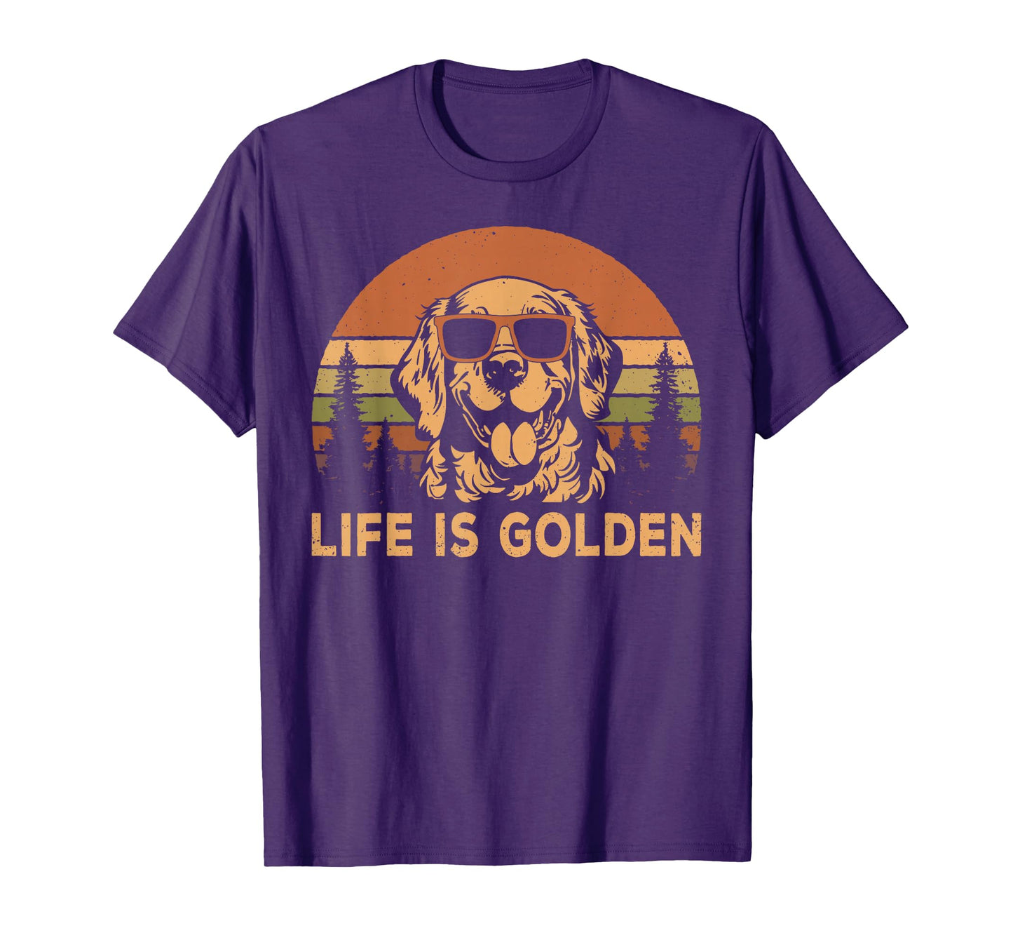Vintage Golden Retriever Dog Life Is Golden Funny Dog T-Shirt