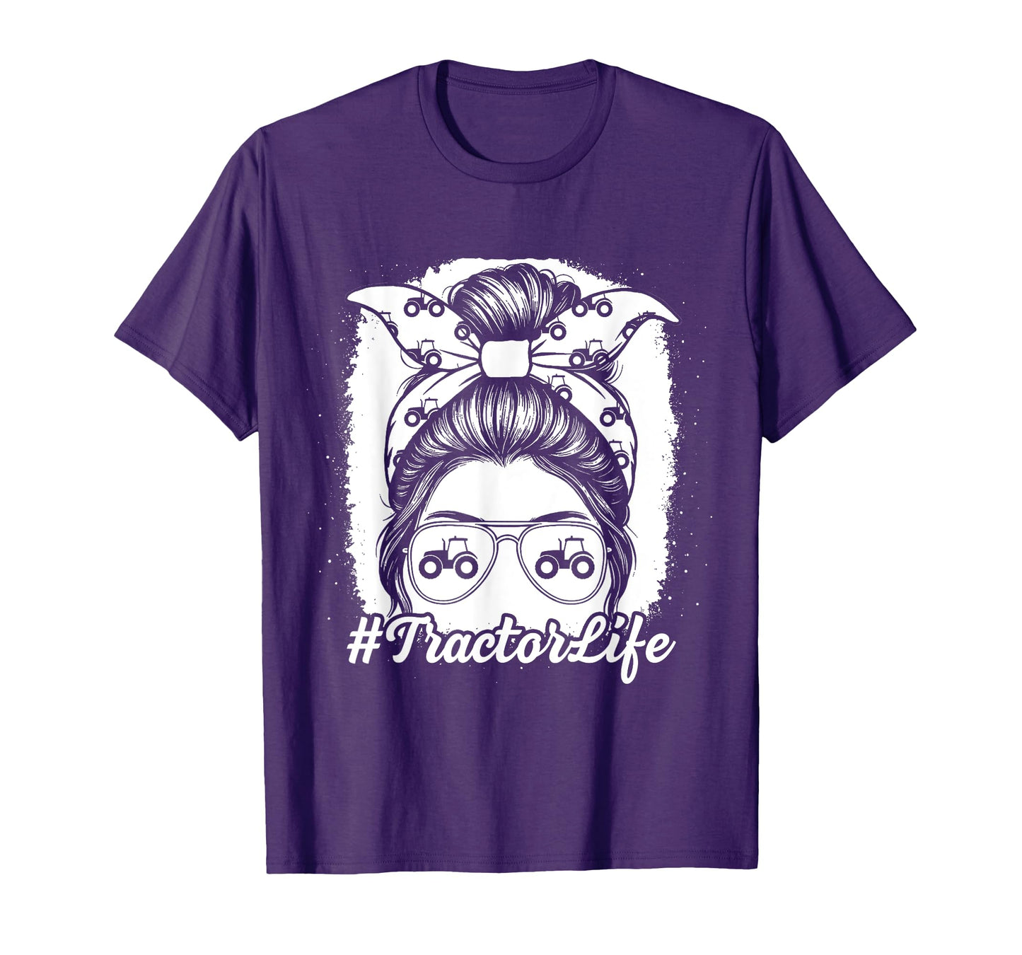 Tractor Life Messy Bun Farm Plow Field Girl Women T-Shirt