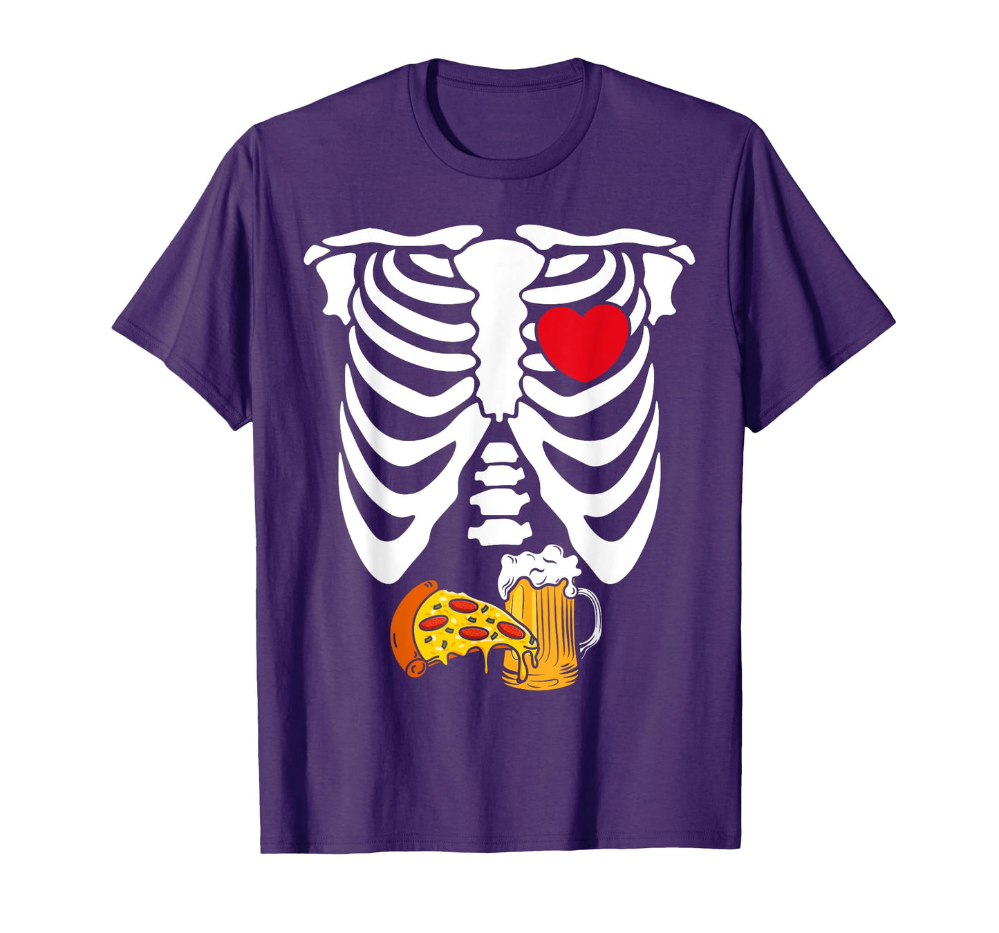 Pizza Heart Skeleton Rib Cage Halloween Costumes Men Women T-Shirt