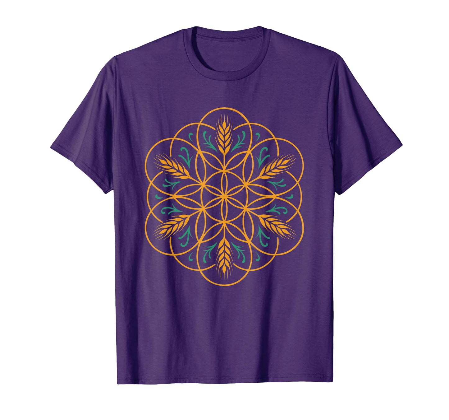 Lammas Lughnasadh Vibes Sacred Grain Flower Mandala Symbol T-Shirt