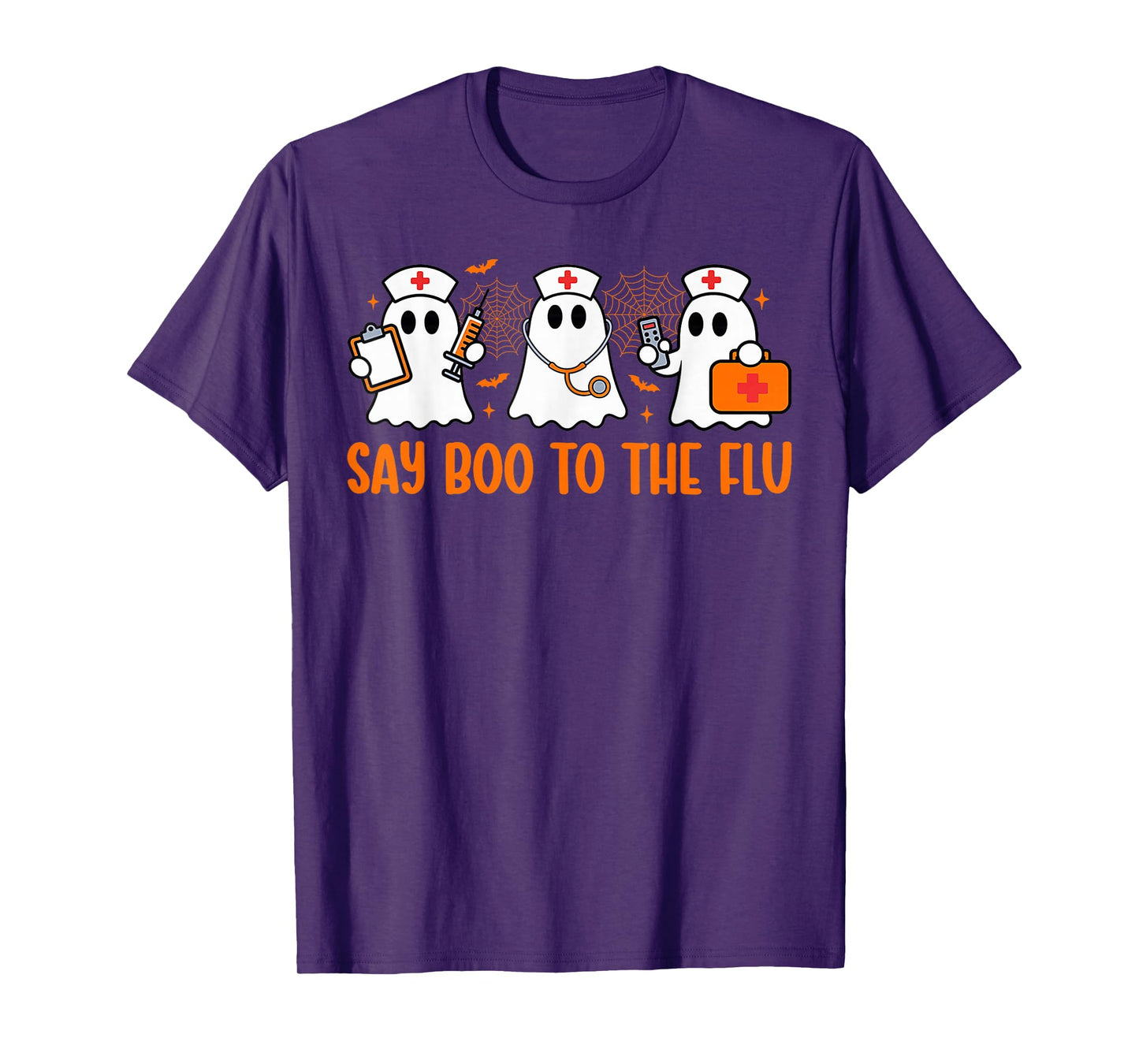 Funny Nurse Ghost Halloween Vaccine Say Boo to The Flu T-Shirt