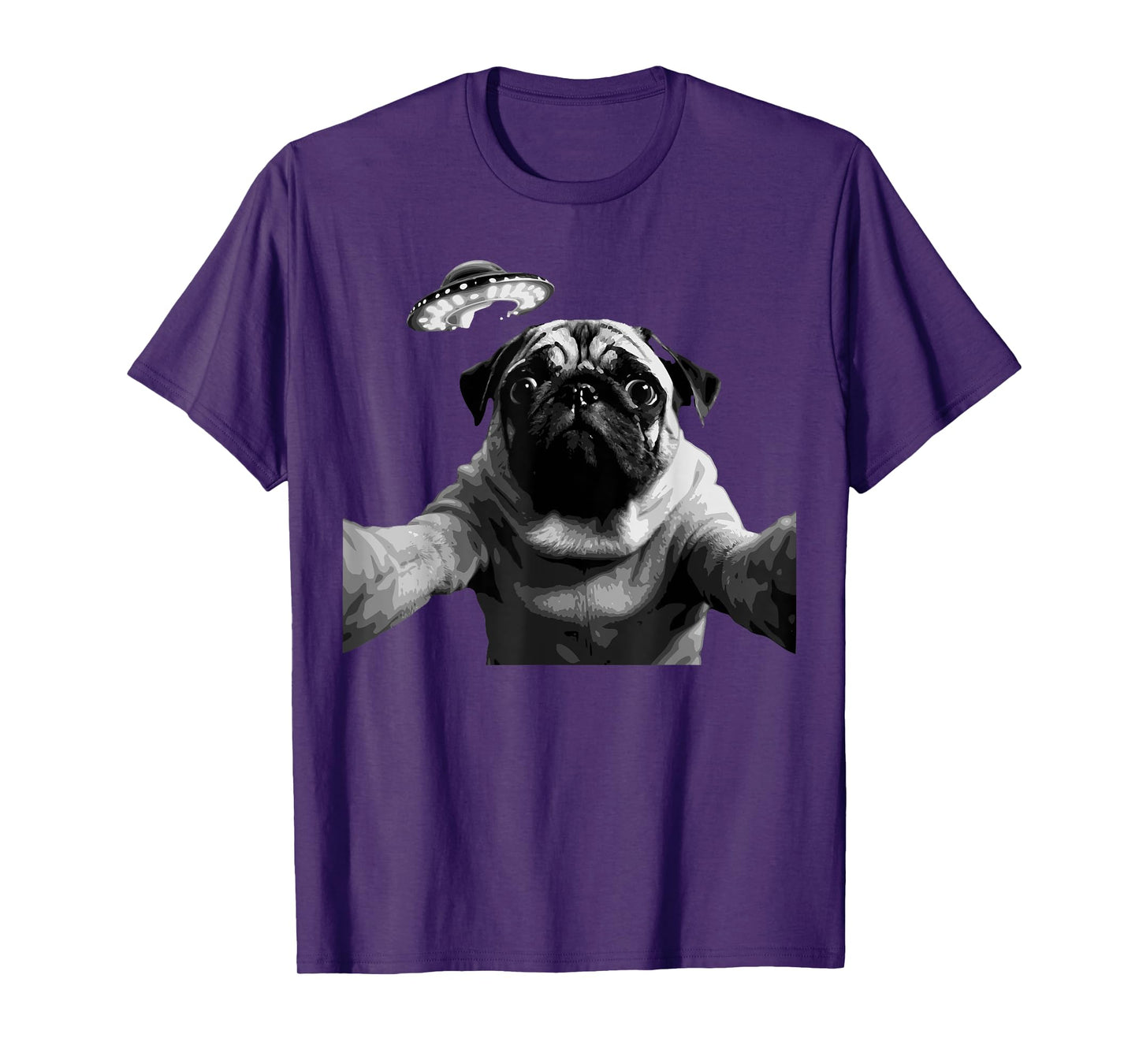 Funny Pug Selfie With UFO Encounter Love Dog Aliens T-Shirt