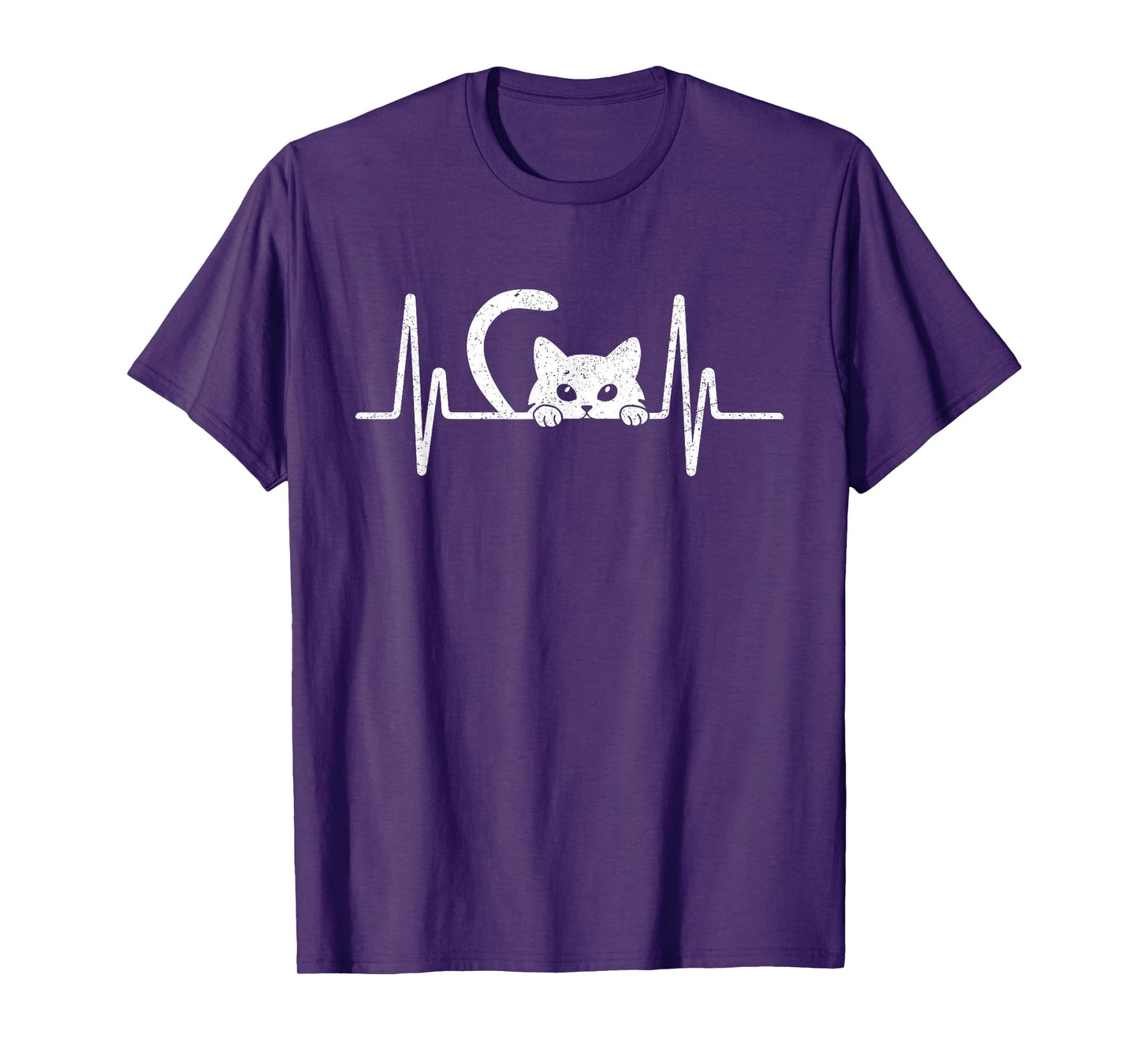 Cat Heartbeat Shirt Cute Kids Men Women Cat Lover Heart Beat T-Shirt