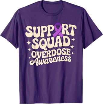In August We Wear Purple Overdose Awareness Purple Ribbon T-Shirt