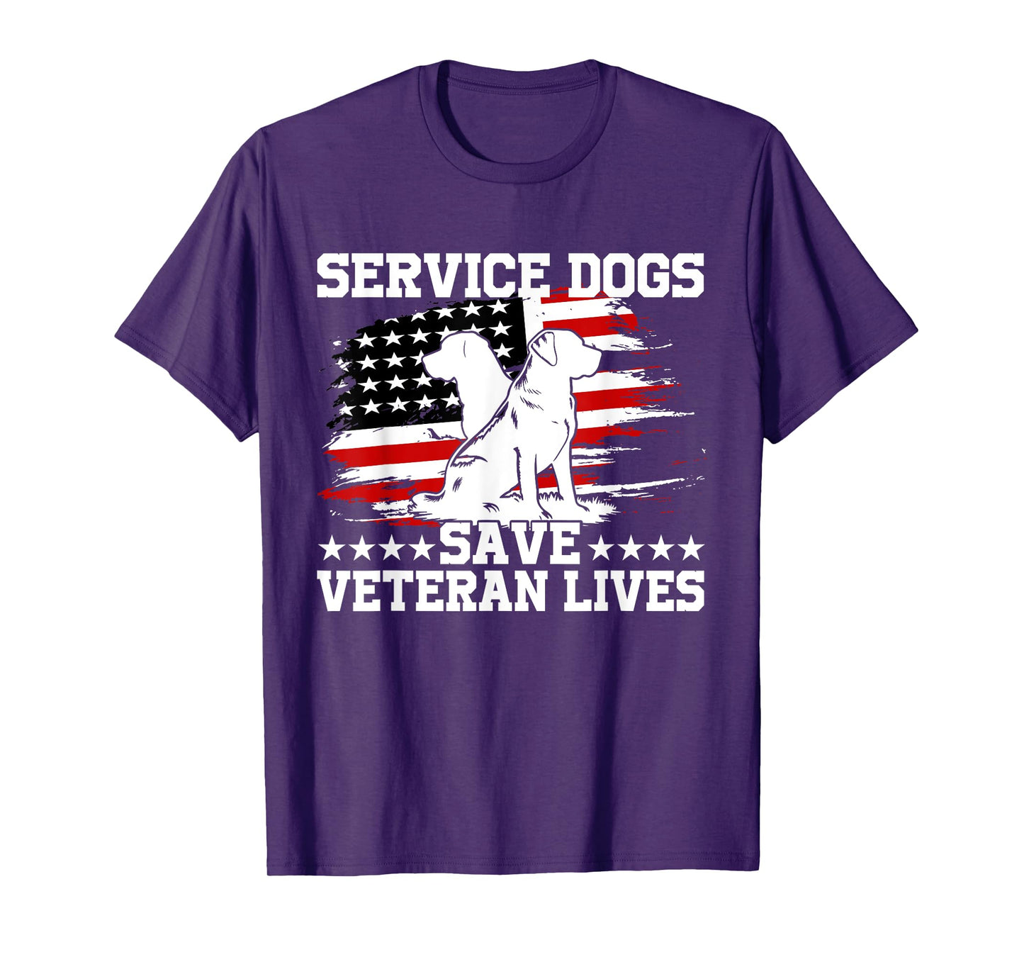 Service Dogs Save Veteran Lives American Flag Veterans Day T-Shirt