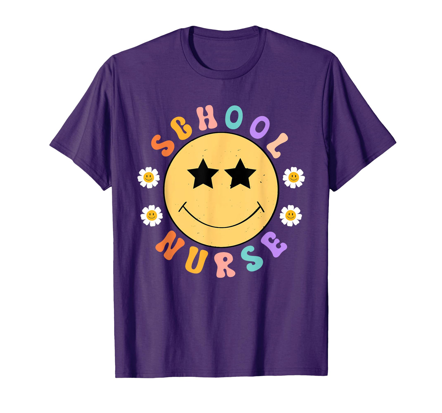 Retro School Nurse Smile Face Appreciation Nursing Nurse Day T-Shirt