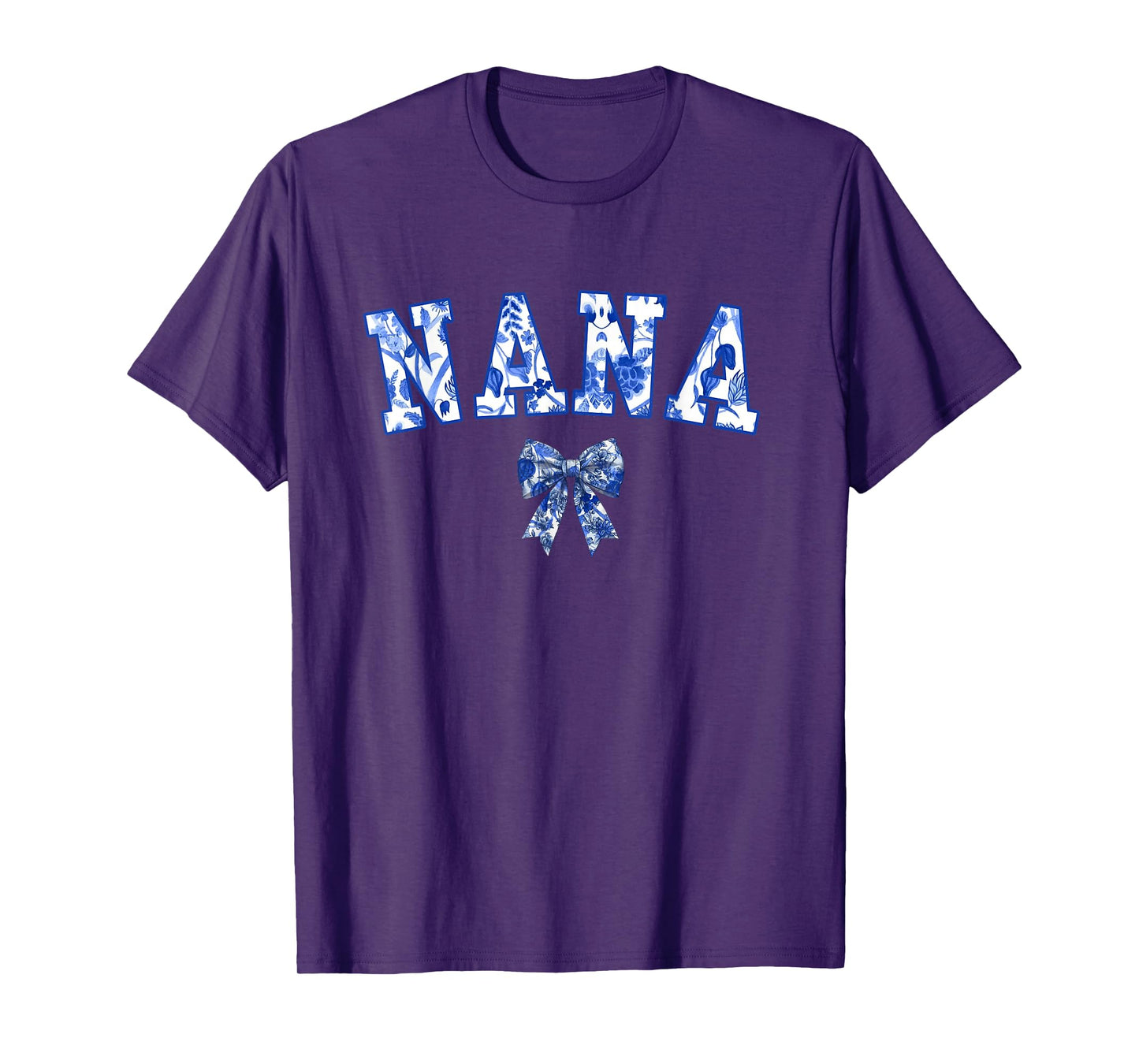Nana Coquette Toile Blue Bow Floral Family Matching T-Shirt