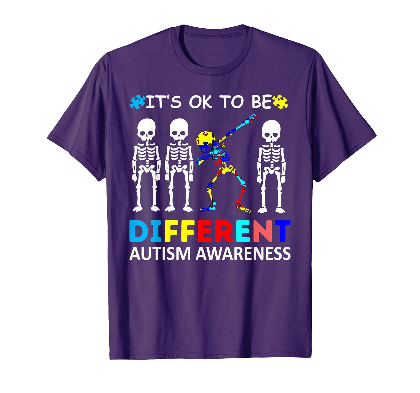 Autism Awareness Its Ok To Be Different Acceptance skeleton T-Shirt