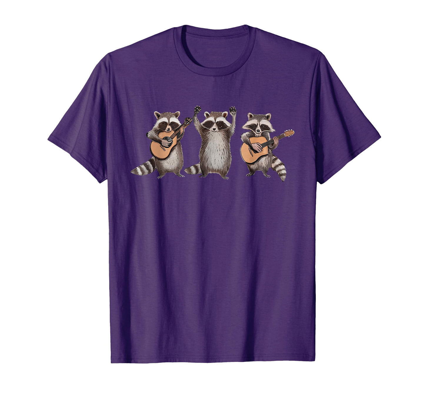 Raccoon Music Band Electric Acoustic Guitar Racoons T-Shirt