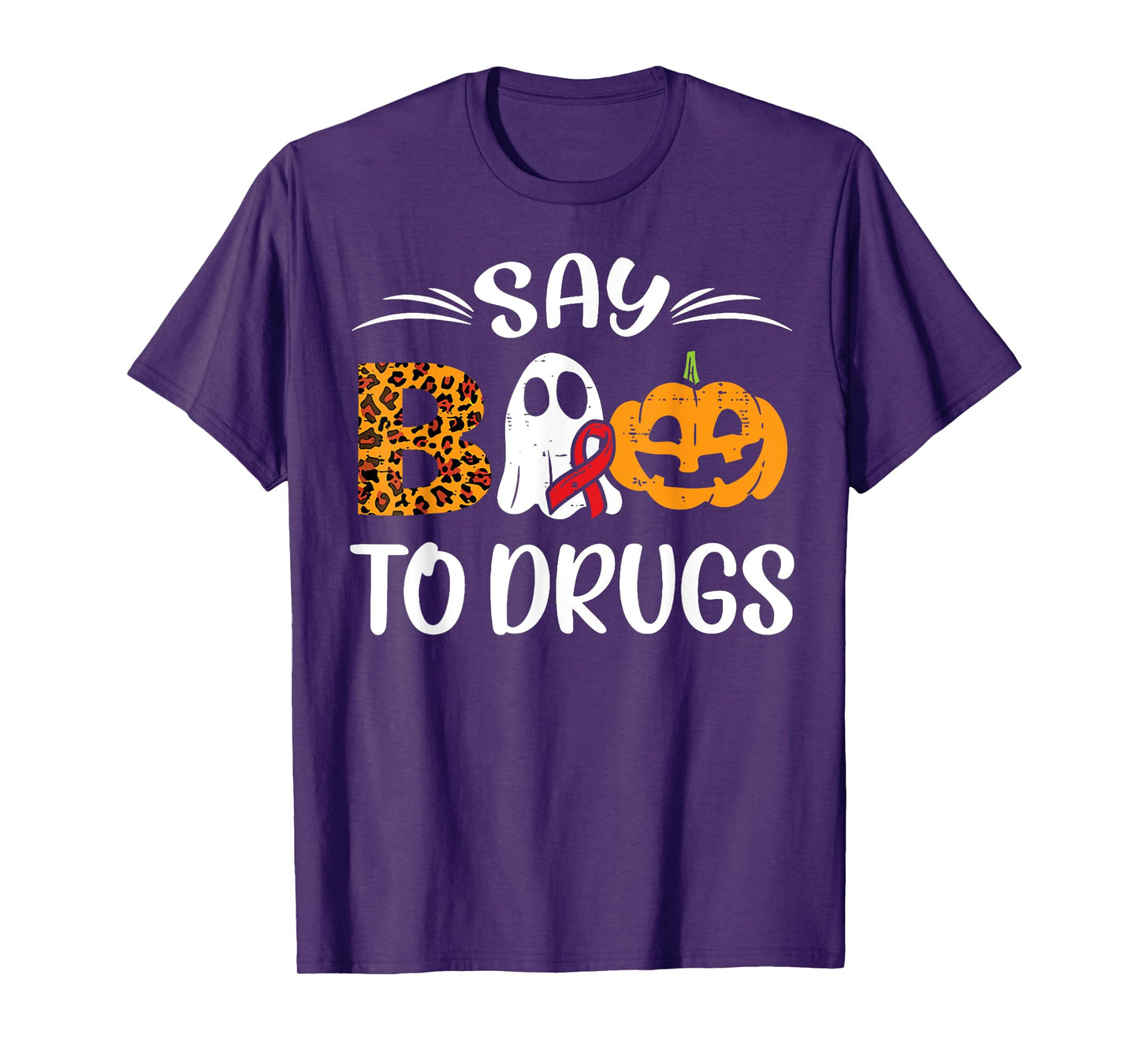 Say Boo To Drugs Ghost Halloween Drug Free Red Ribbon Week T-Shirt