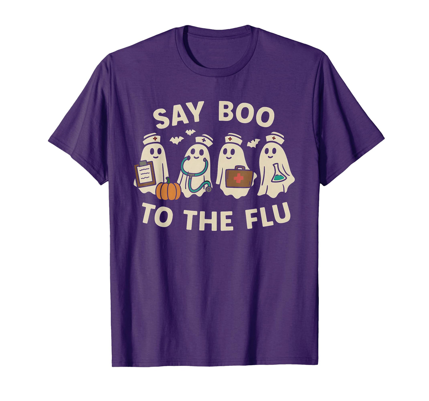Nurse Halloween Ghost Crew Vaccine Say Boo to The flu T-Shirt