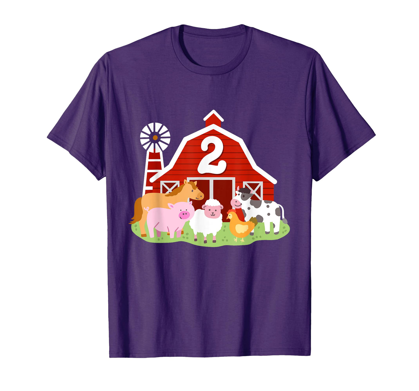 2nd Birthday Farm Animals Bday Party 2 Years Old Boy Toddler T-Shirt