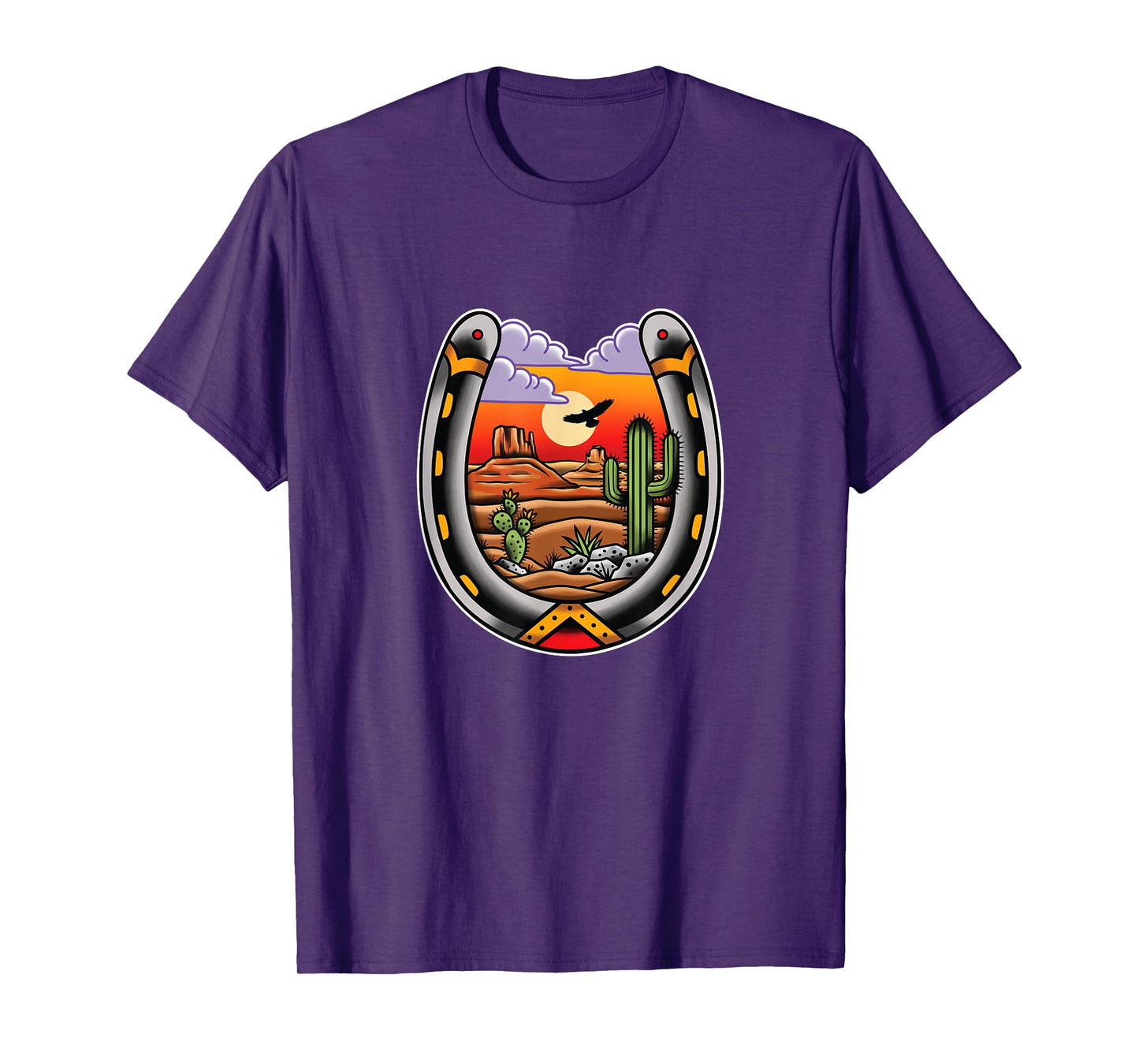 Desert Landscape Horseshoe Traditional Tattoo Art T-Shirt