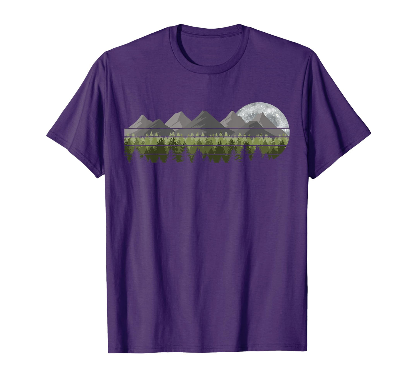 Mountain Trees Wildlife Outdoor Nature Vintage Forest Moon T-Shirt