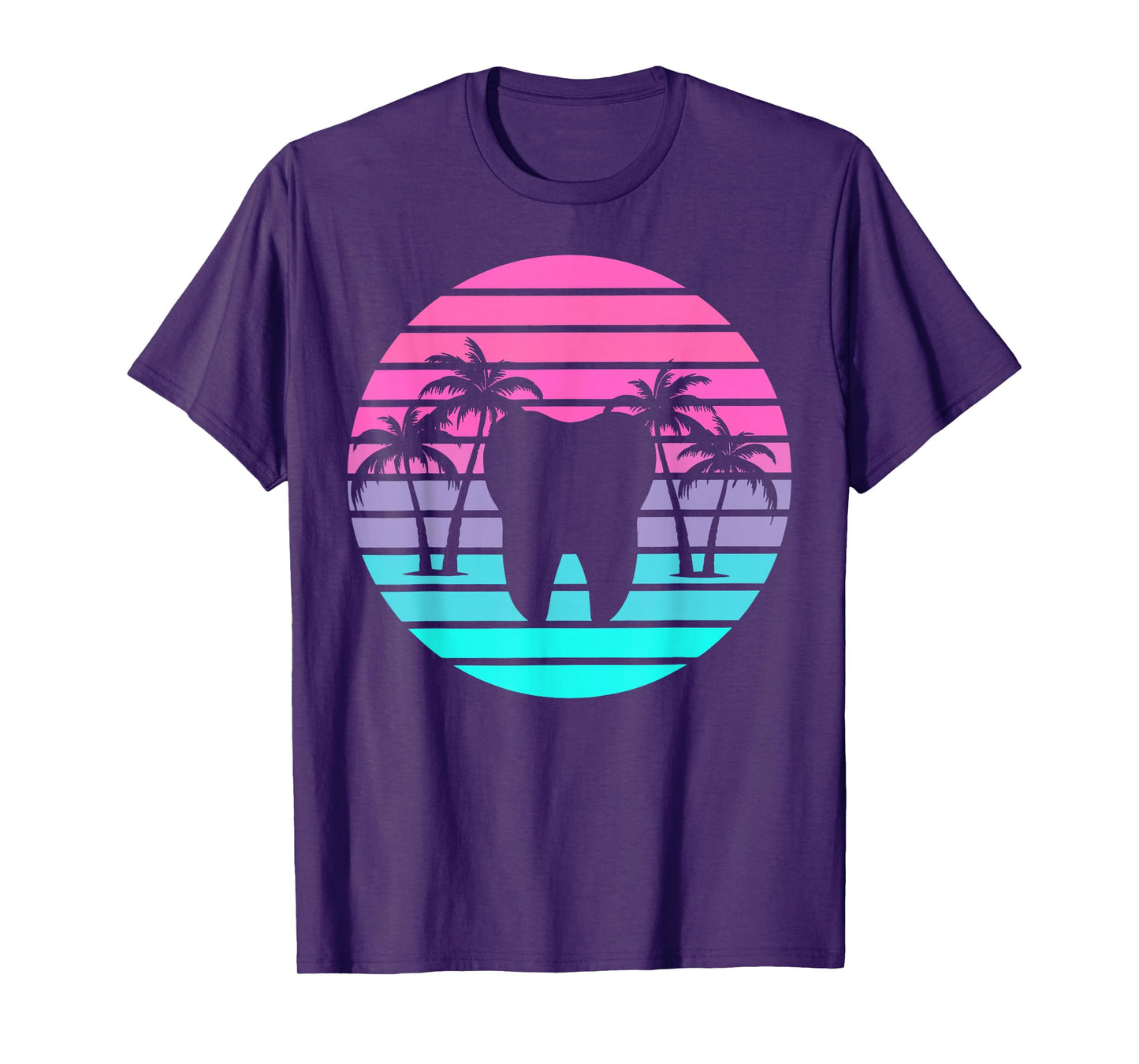 Retro Tooth Palm Trees Beach Hawaiian Dental Hygiene Dentist T-Shirt