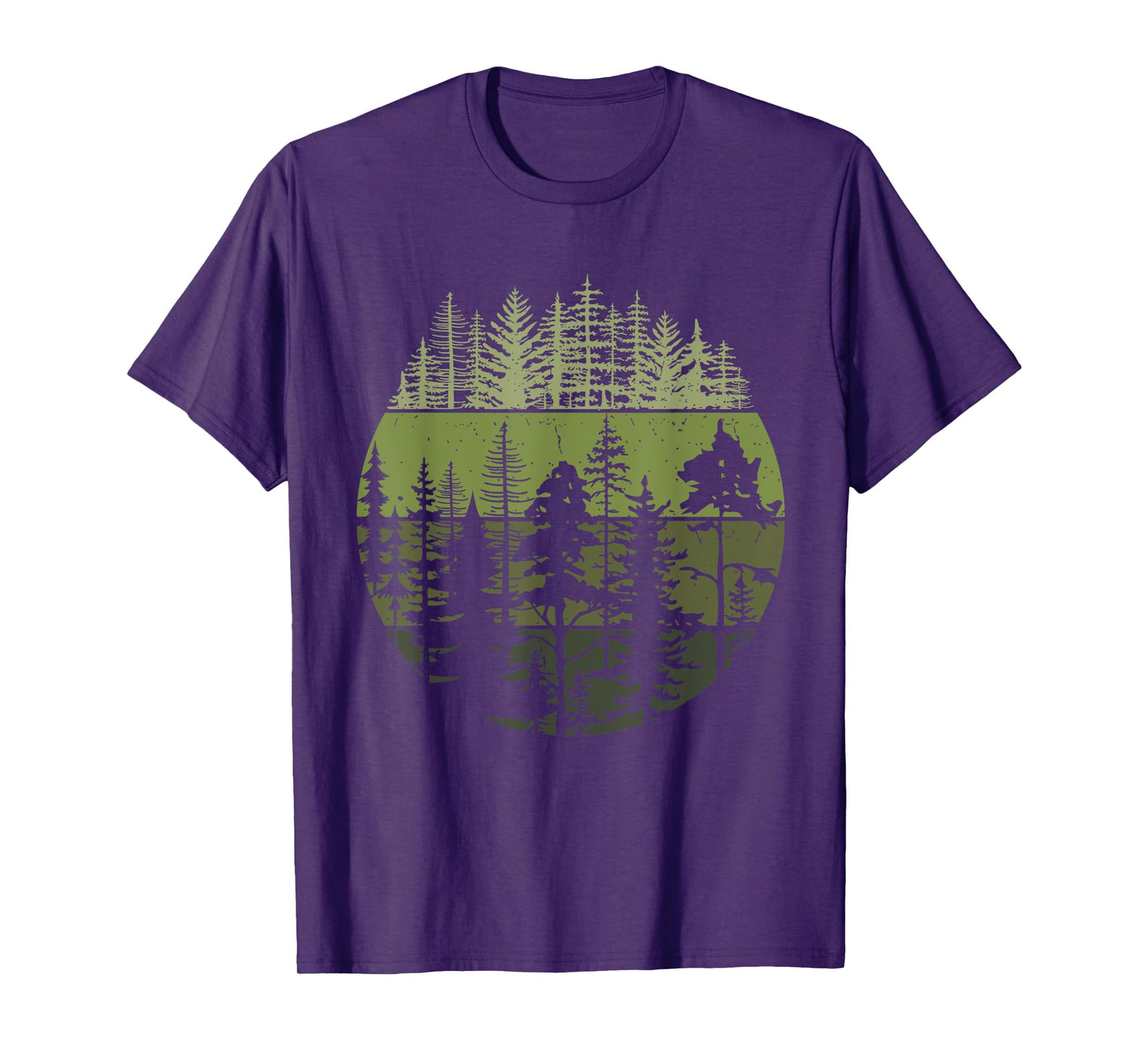 Wildlife Vintage Sunset Mountain Forest Trees Hiking Nature T-Shirt