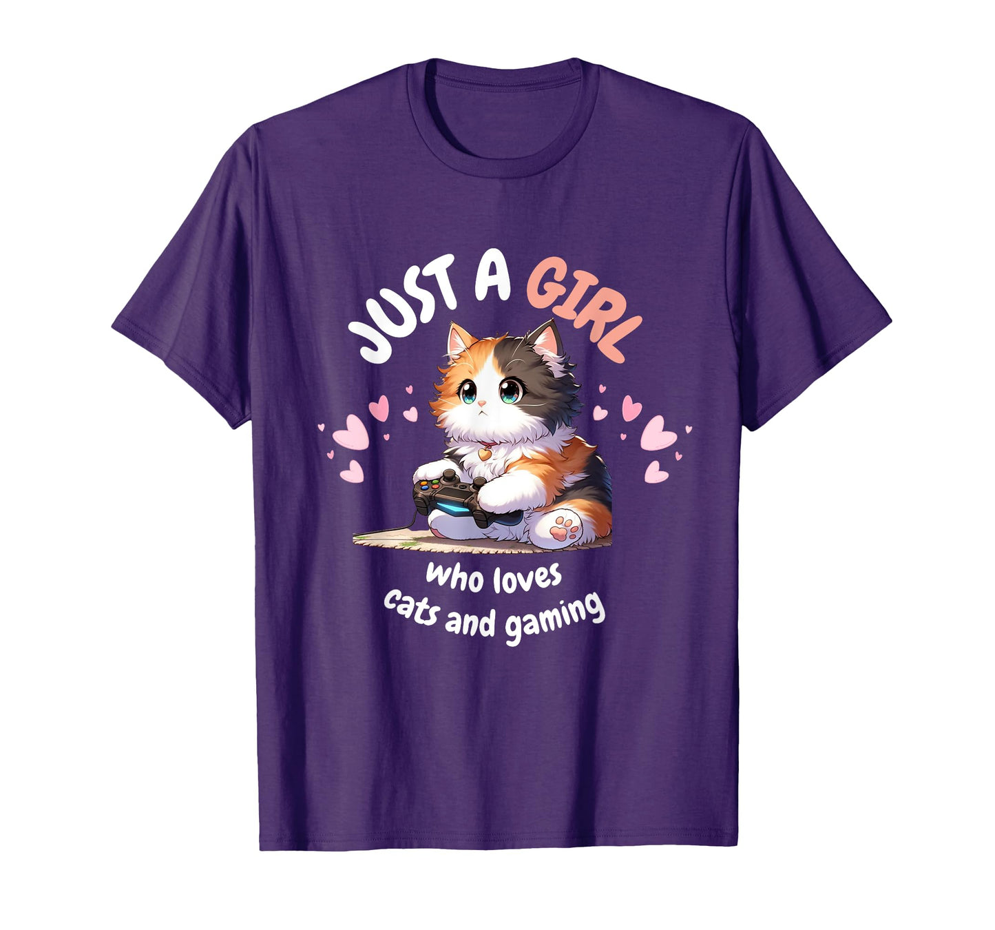 Just A GIRL Who Loves Cats Gaming cute Kawaii Anime Otaku T-Shirt