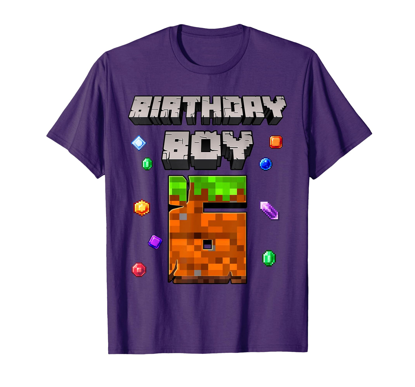 6th Birthday Boy 6 Video Gamer Pixel Number Six Bday Party T-Shirt
