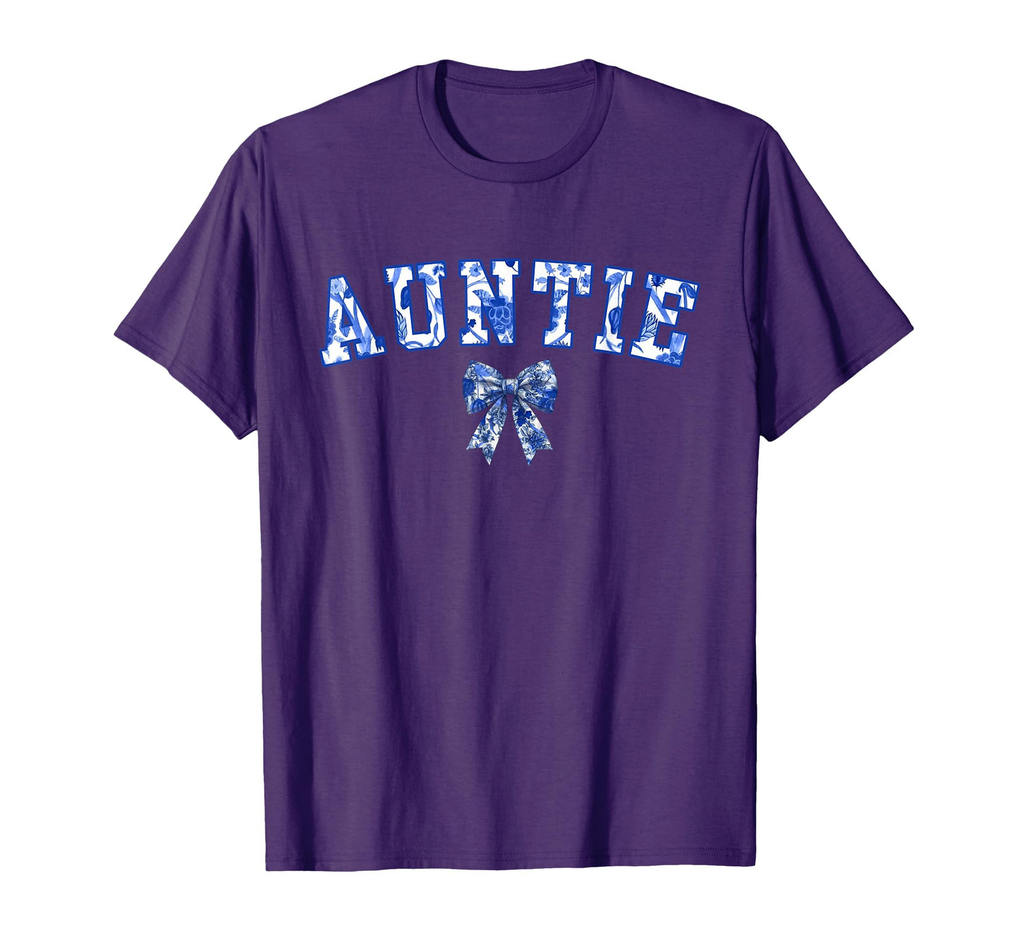 Auntie Coquette Toile Blue Bow Floral Family Matching T-Shirt