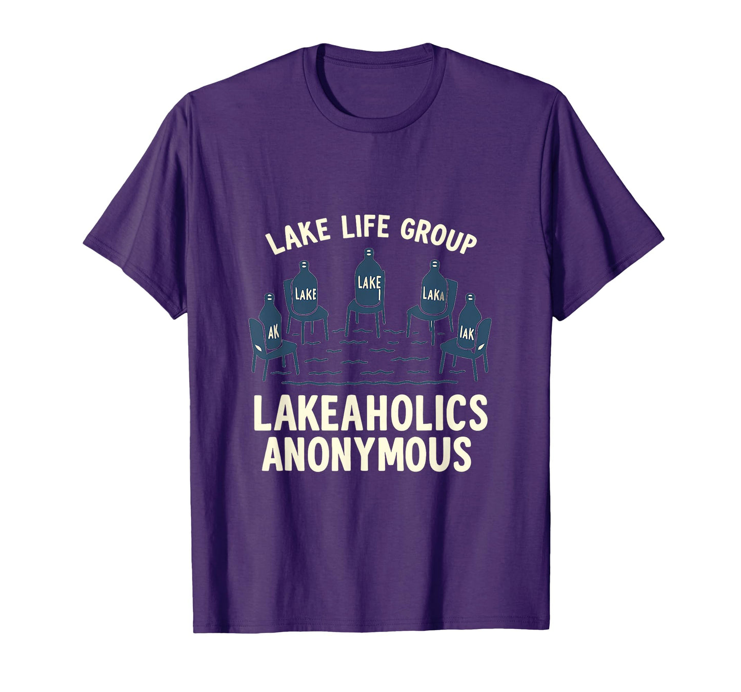 Lakeaholics Anonymous Lake Life Water Bottle Circle T-Shirt