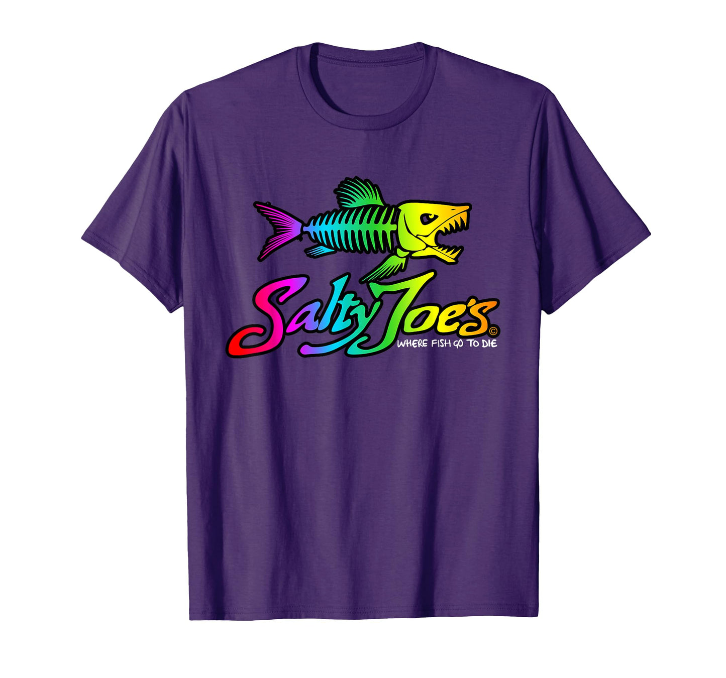 Salty Joe's Skeleton Fish Logo Surf Shop Graphic T-Shirt