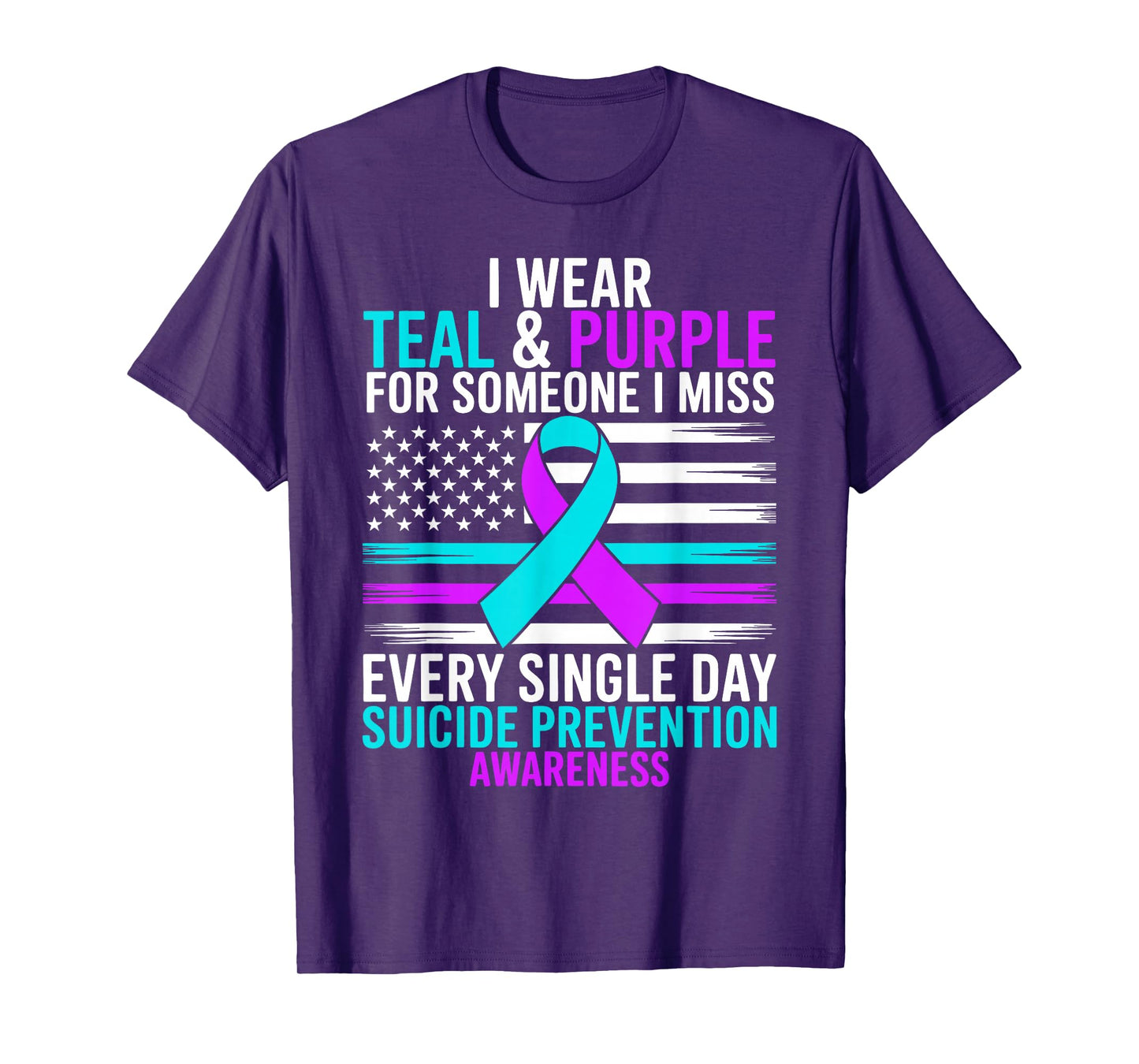 Retro I Wear Teal Purple for Someone Suicide Prevention T-Shirt