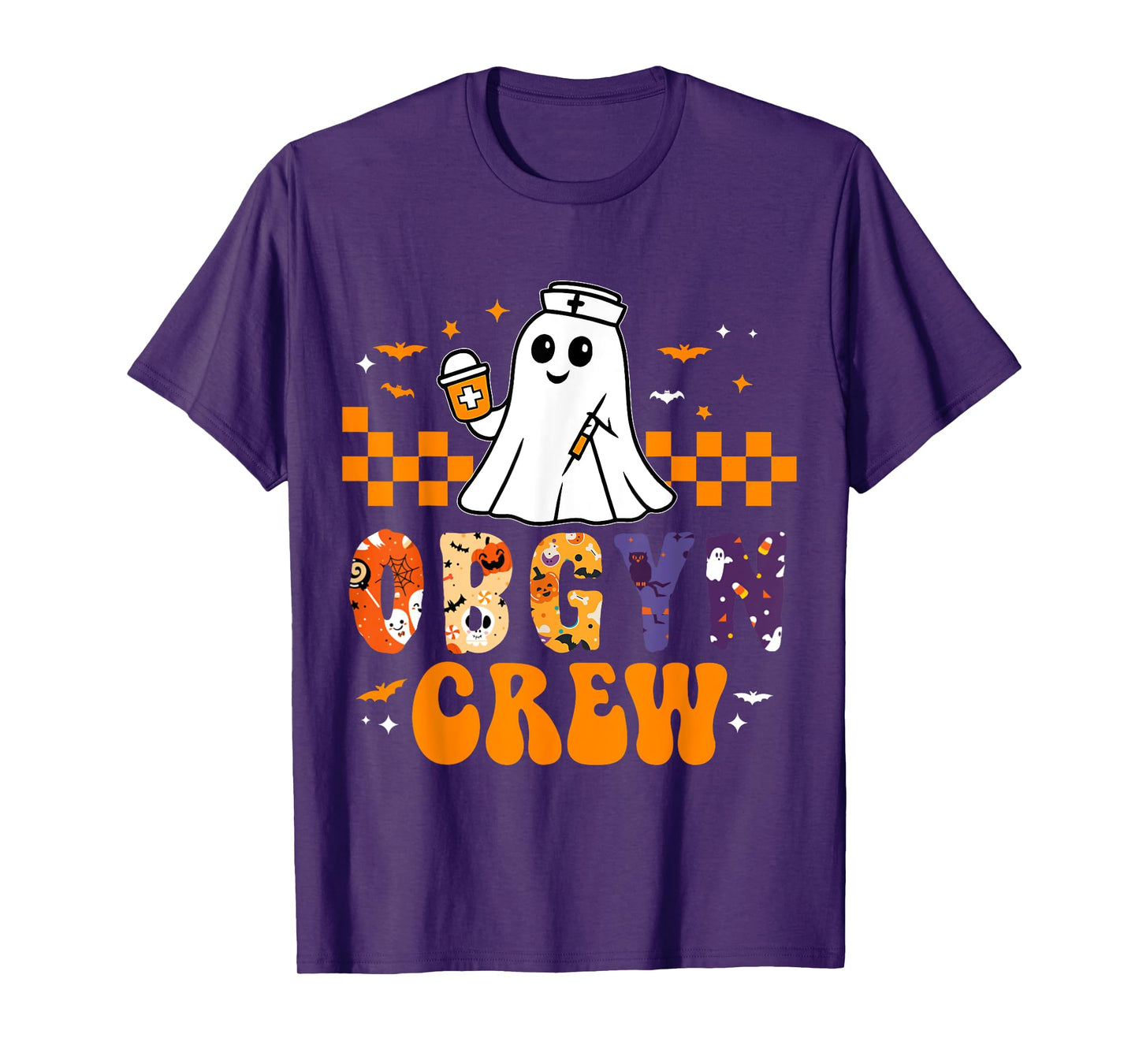 Halloween OBGYN Crew Funny Boo Ghost Nurse Nursing Scrub T-Shirt