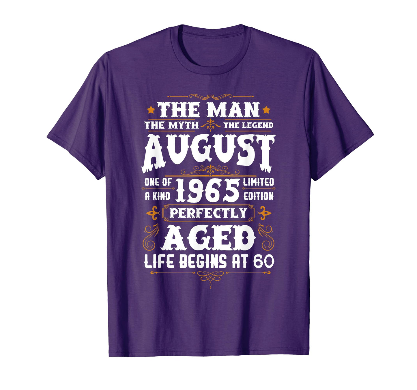 60th Birthday August 1965 Legend 60 Year Old Men T-Shirt