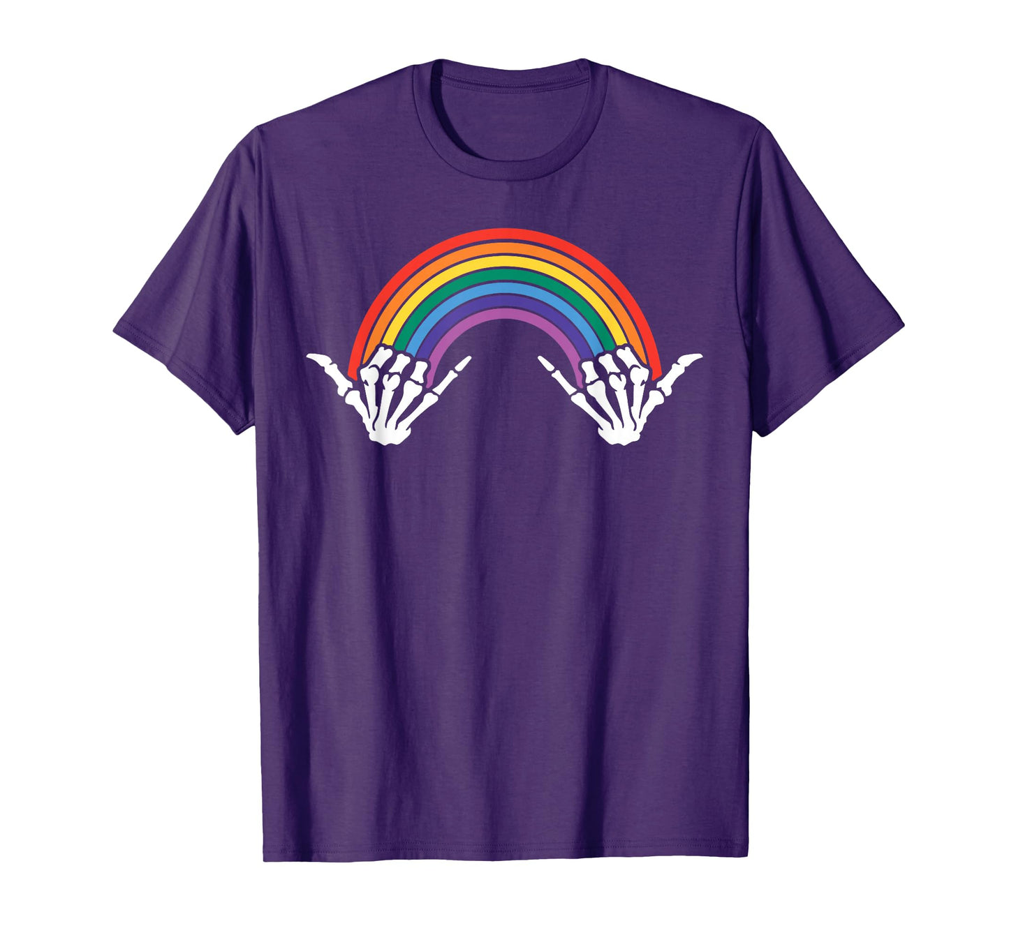 Gothic Rainbow Pride Skeleton Hands Halloween Bones LGBTQ T-Shirt