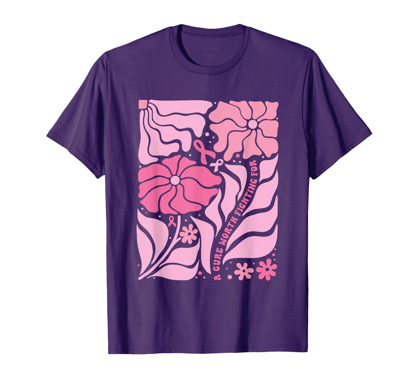 A Cure Worth Fighting for Breast Cancer Awareness Floral T-Shirt