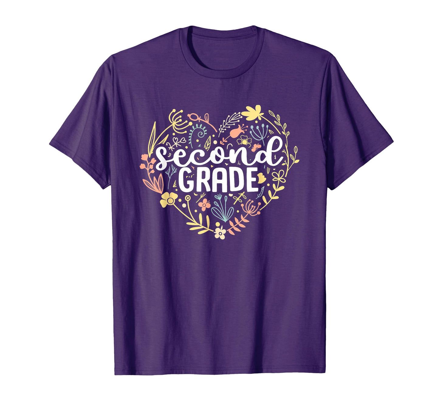 2nd Second Grade Floral Heart Back To School Teacher Girls T-Shirt