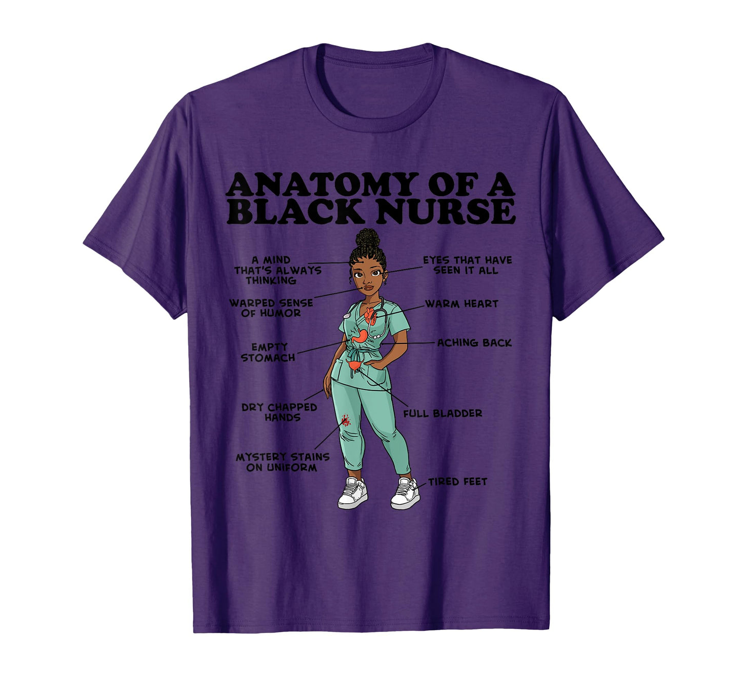 Anatomy of a Black Nurse T-Shirt