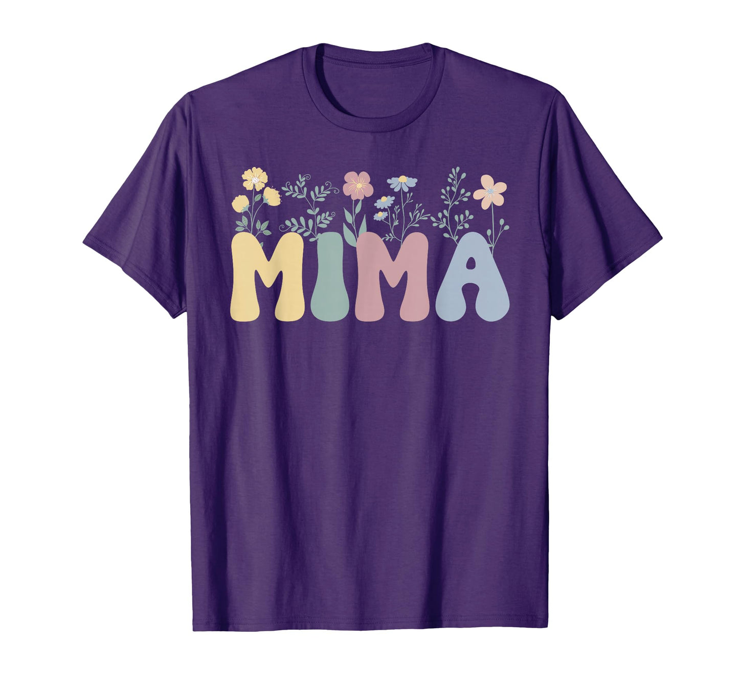 Mima Flowers Mima Grandmother Mima Grandma T-Shirt, Small, Black