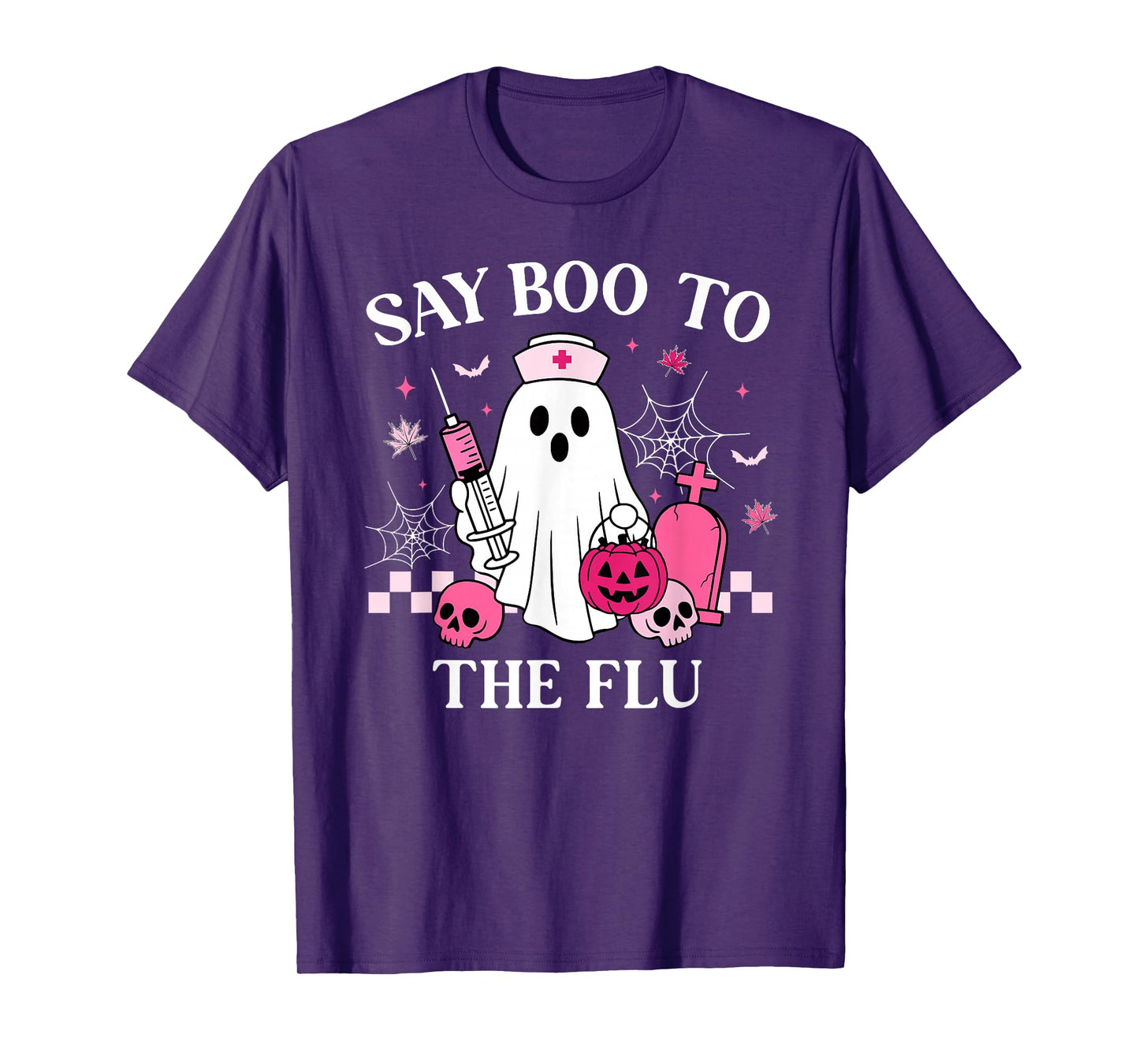 Say Boo to The Flu Funny Nurse Ghost Halloween Vaccine T-Shirt