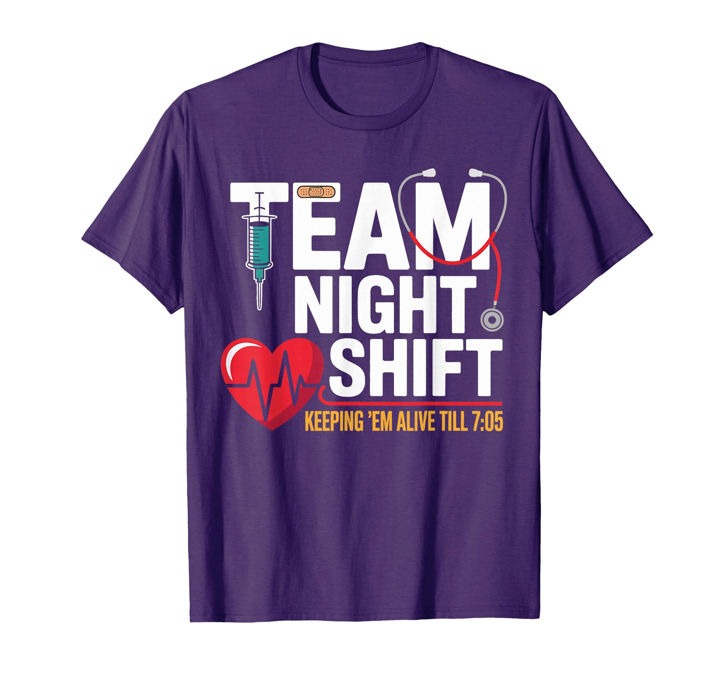 Night Shift Nurse Life RN CNA LPN Love Heartbeat Gifts Women T-Shirt