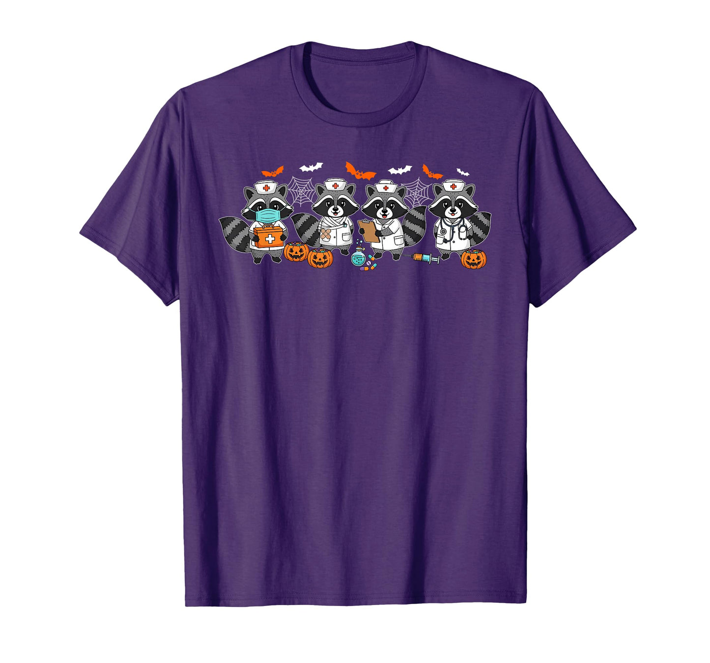 Halloween Raccoon Nurse Feral Spooky Nursing Scrub T-Shirt