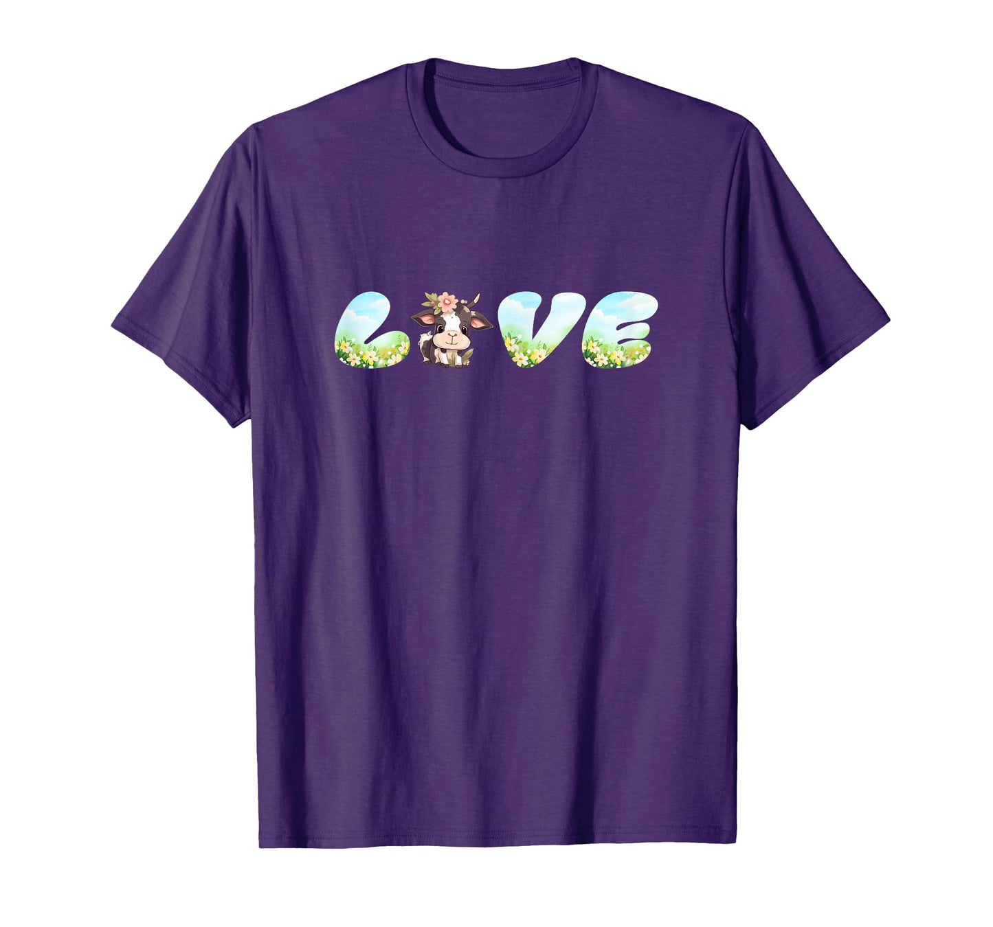 Love Cow Graphic with Cute Farm Animal Illustration T-Shirt