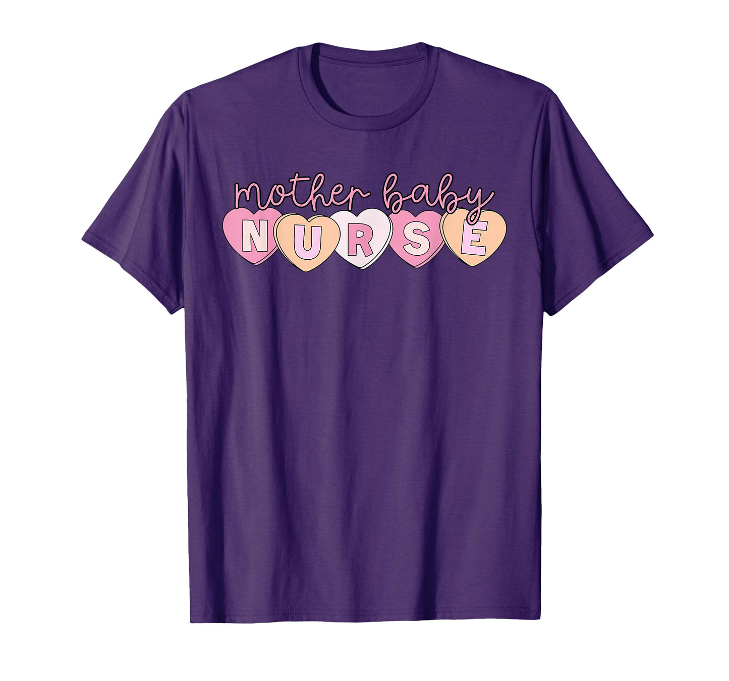 Mother Baby Nurse Hearts Valentine OBGYN Postpartum Nursing T-Shirt