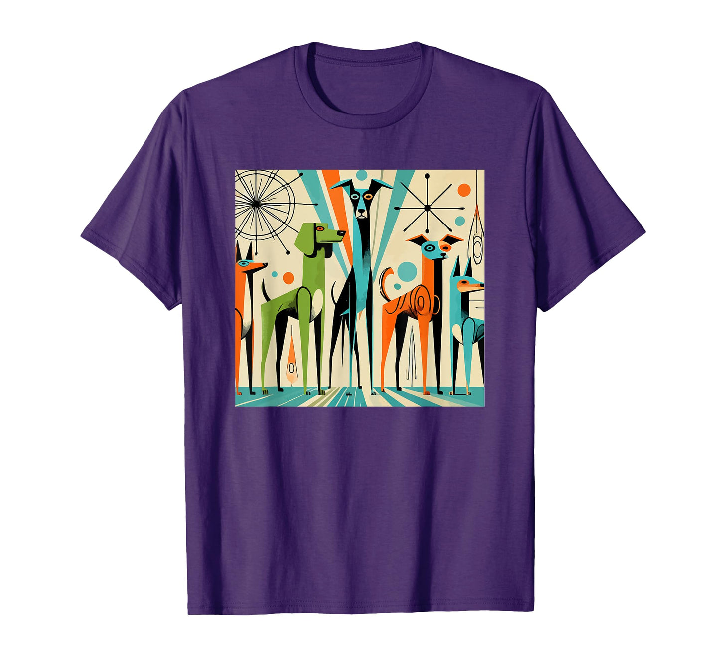 Mid Century Modern Dogs 50s 60s Retro Style Art T-Shirt