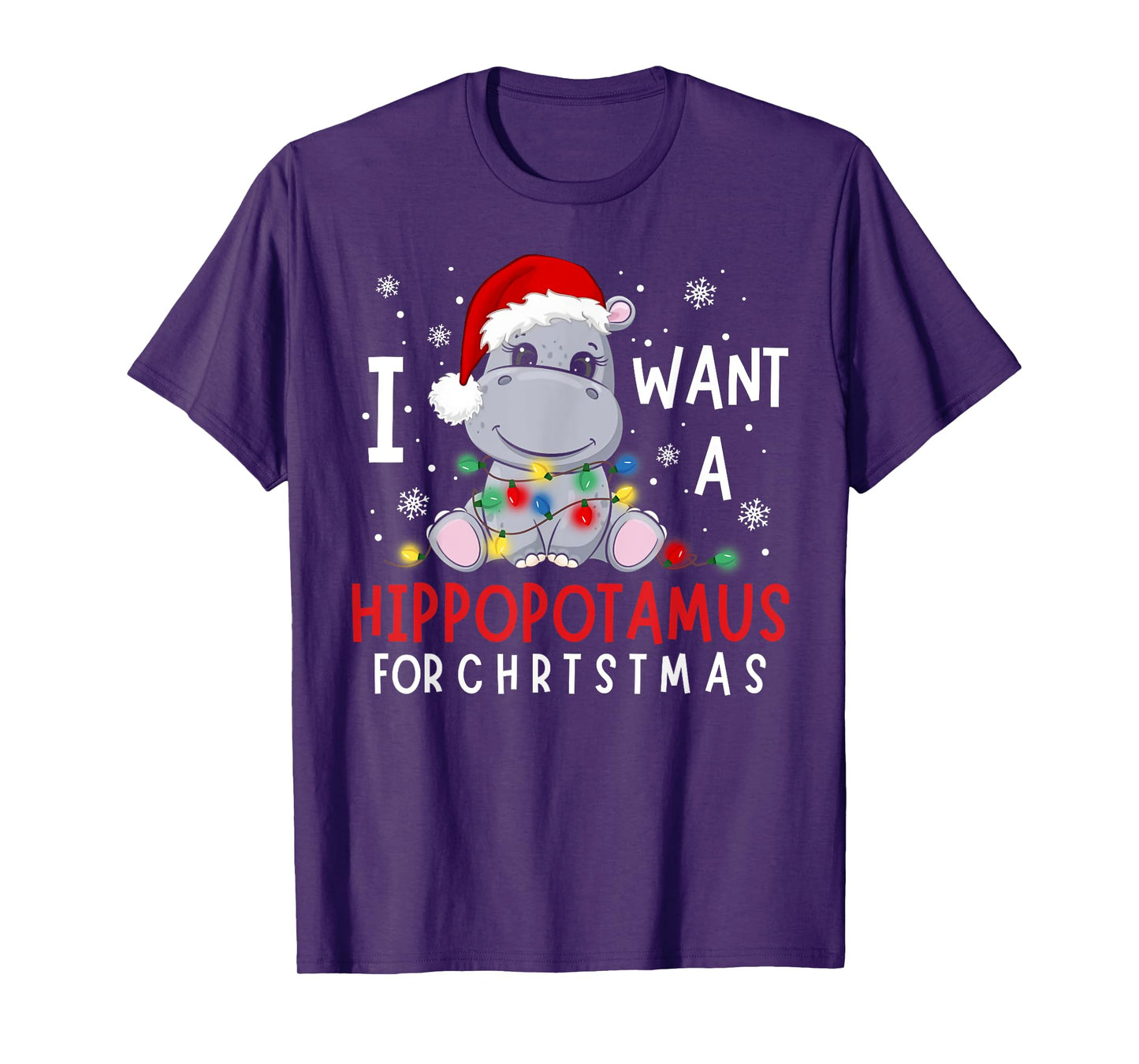 I Want A Hippopotamus For Christmas Xmas Hippo for Kid Women T-Shirt