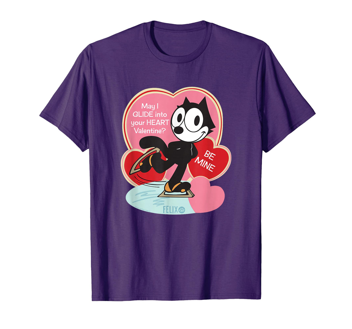 Felix The Cat Ice Skating Valentine T-Shirt