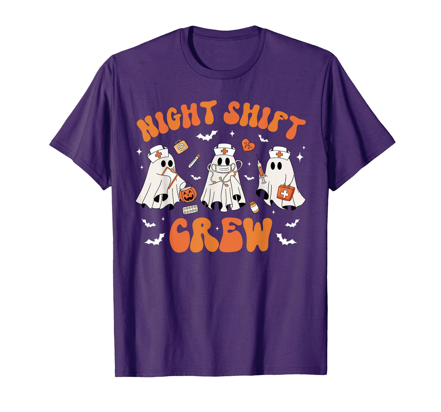 Night Shift Boo Crew Health Worker Halloween Ghost Nurse T-Shirt