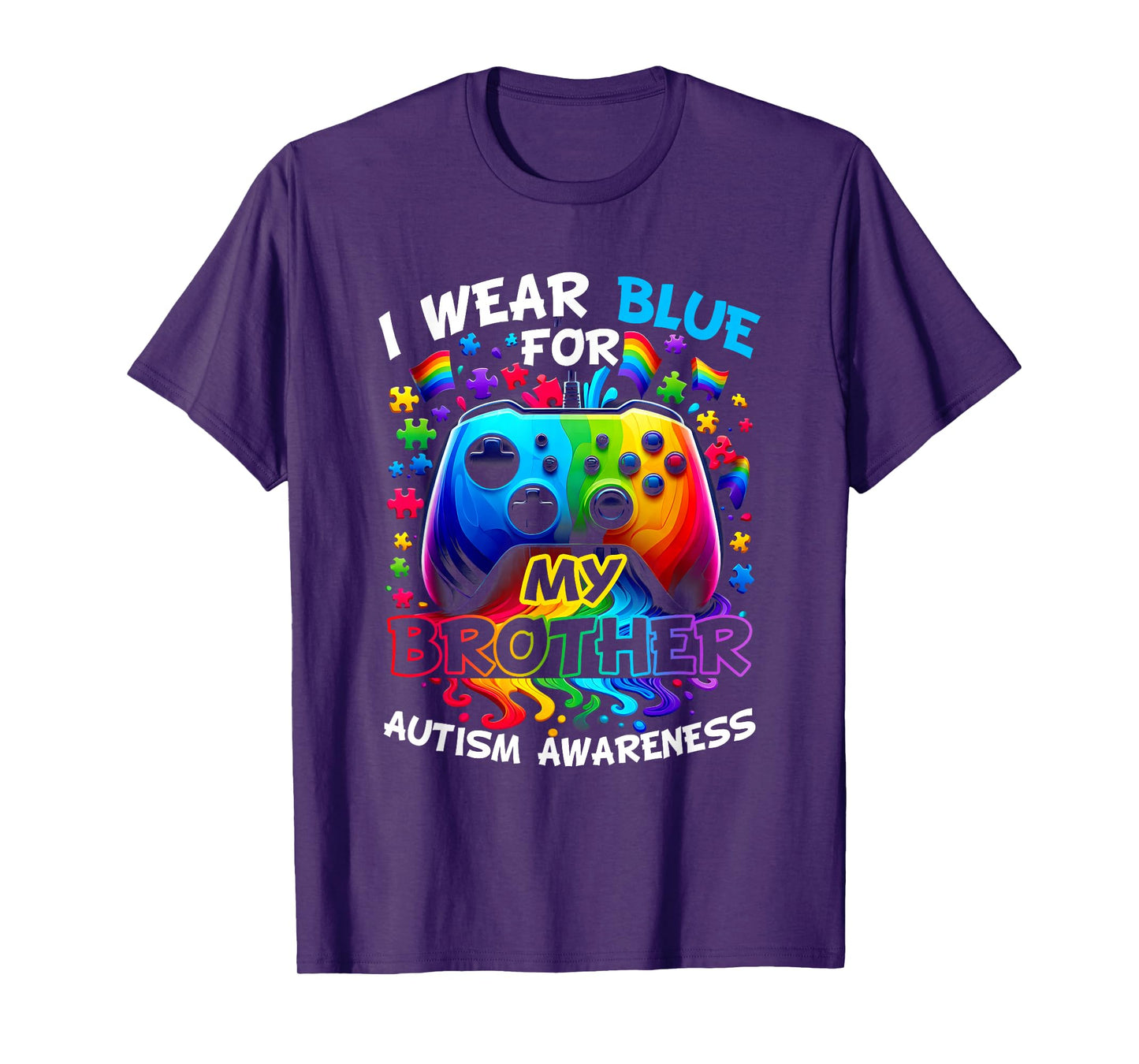 I Wear Blue For My Brother Autism Awareness Video Game T-Shirt