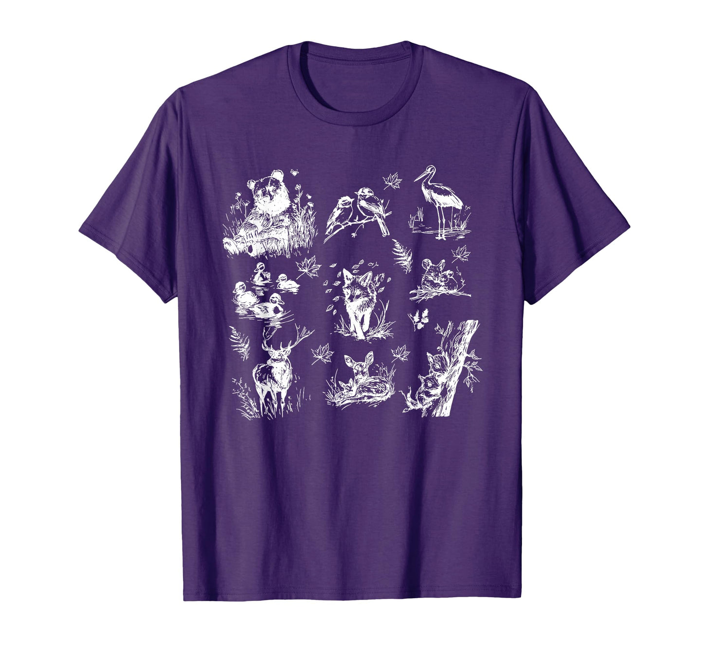 Rustic Forest Animal Sketch Wildlife Nature Drawing T-Shirt