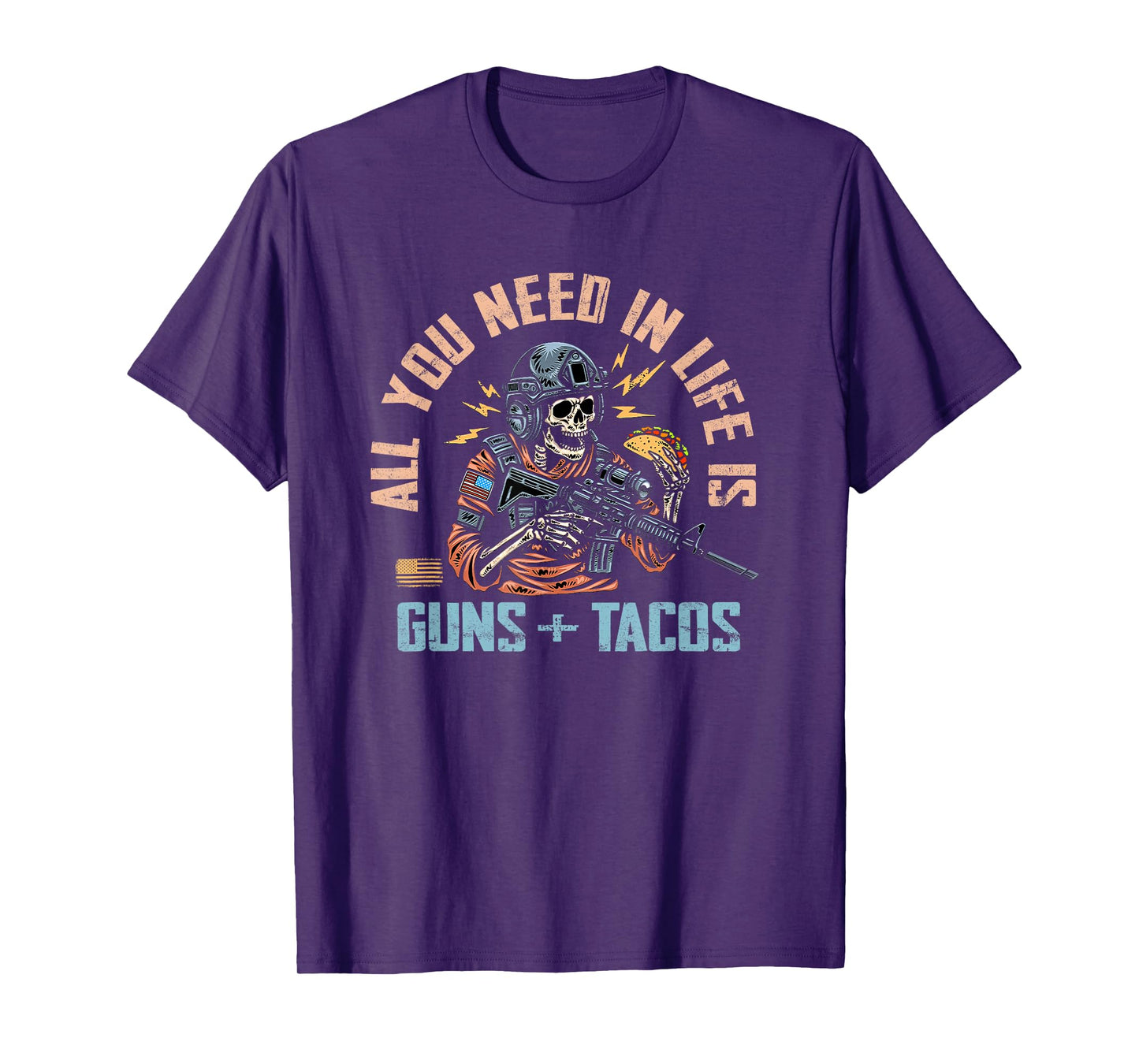 All You Need In Life Is Guns And Tacos Retro Skeleton T-Shirt